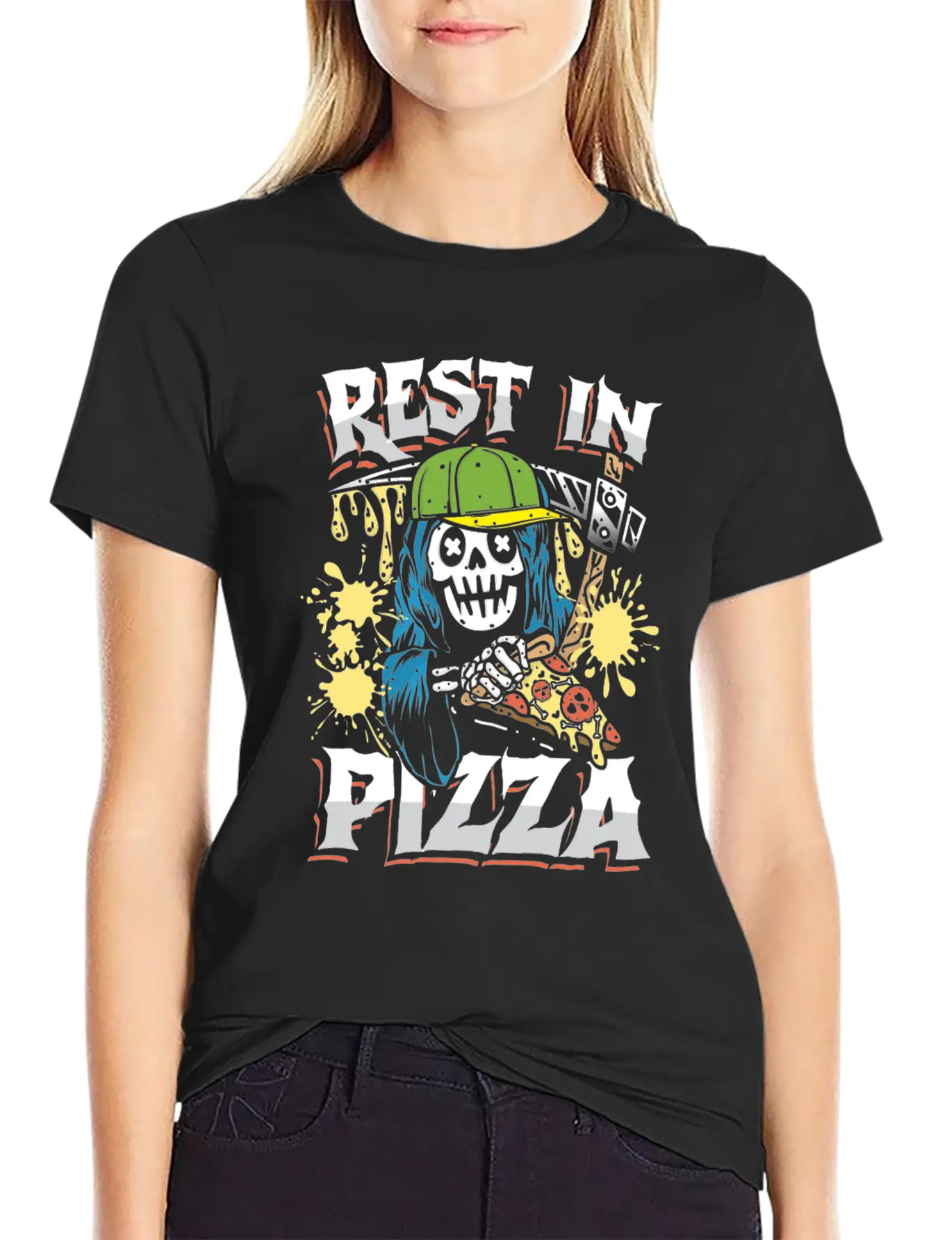 Rest In Pizza Breathable Graphic T-Shirt – Perfect For Casual Days