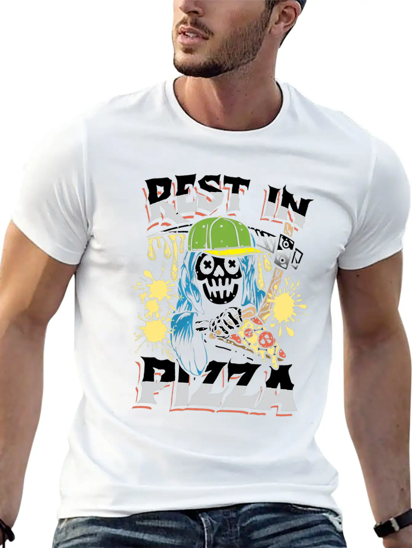 Rest In Pizza Breathable Graphic T-Shirt – Perfect For Casual Days