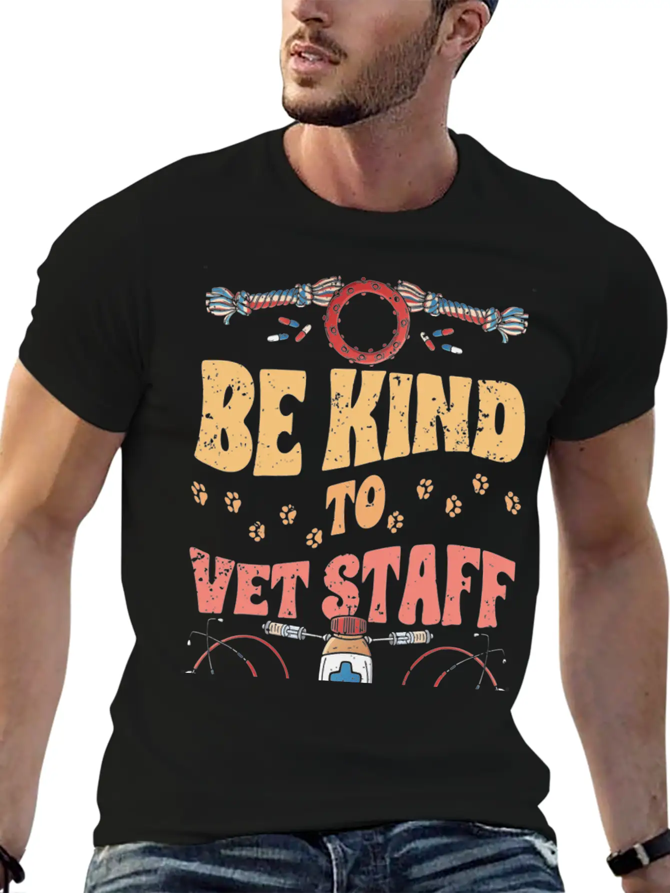 Retro Be Kind To Vet Staff Veterinary Medicine Unisex Casual T-Shirt – Clean Design For Daily Comfort