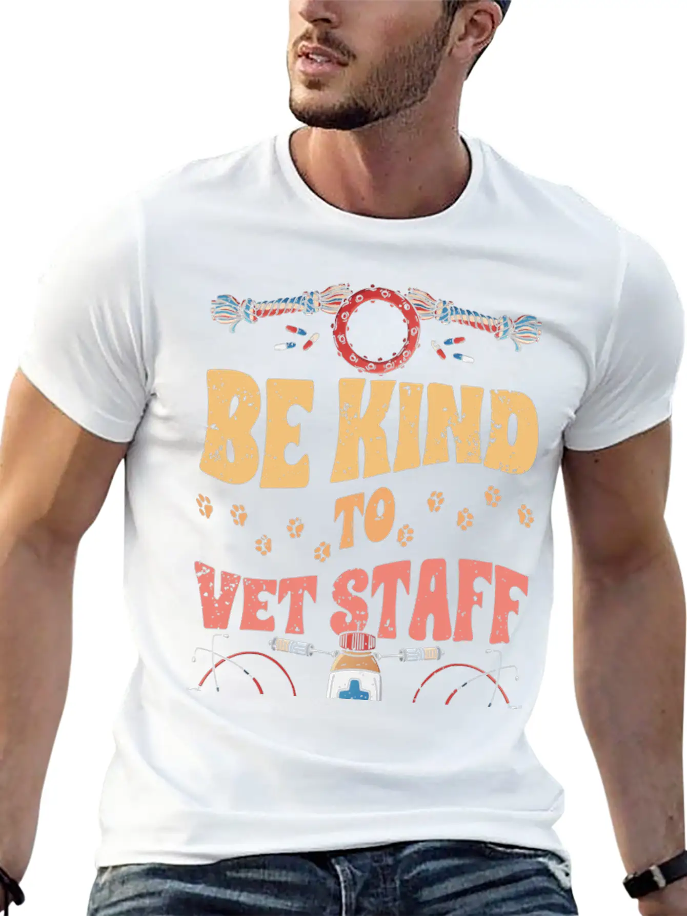 Retro Be Kind To Vet Staff Veterinary Medicine Unisex Casual T-Shirt – Clean Design For Daily Comfort