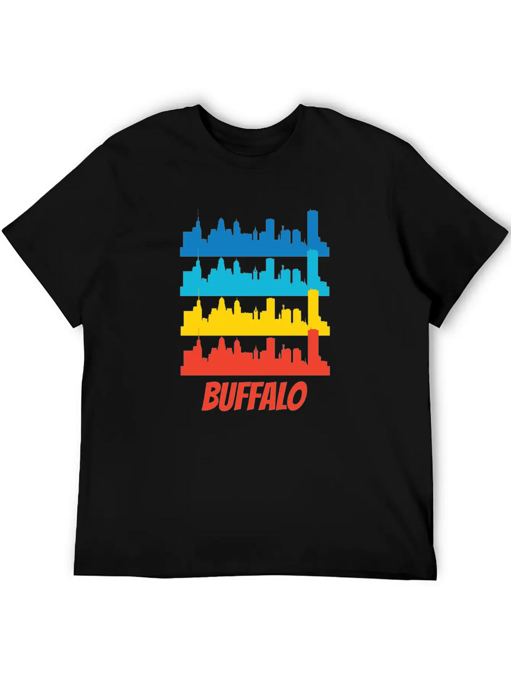 Retro Buffalo NY Skyline Pop Art Relaxed Everyday Tee – Lightweight And Durable Cotton