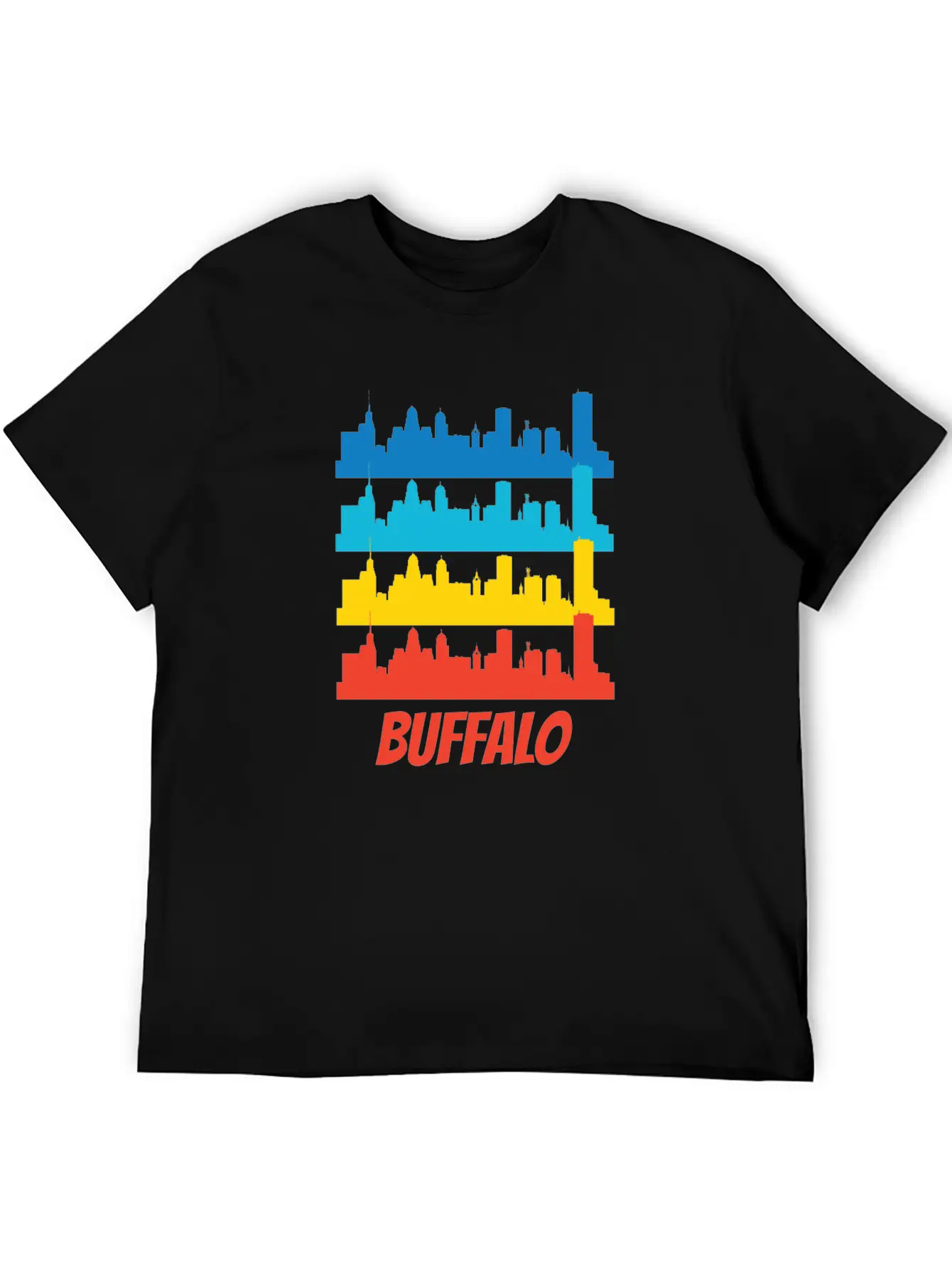 Retro Buffalo NY Skyline Pop Art Relaxed Everyday Tee – Lightweight And Durable Cotton