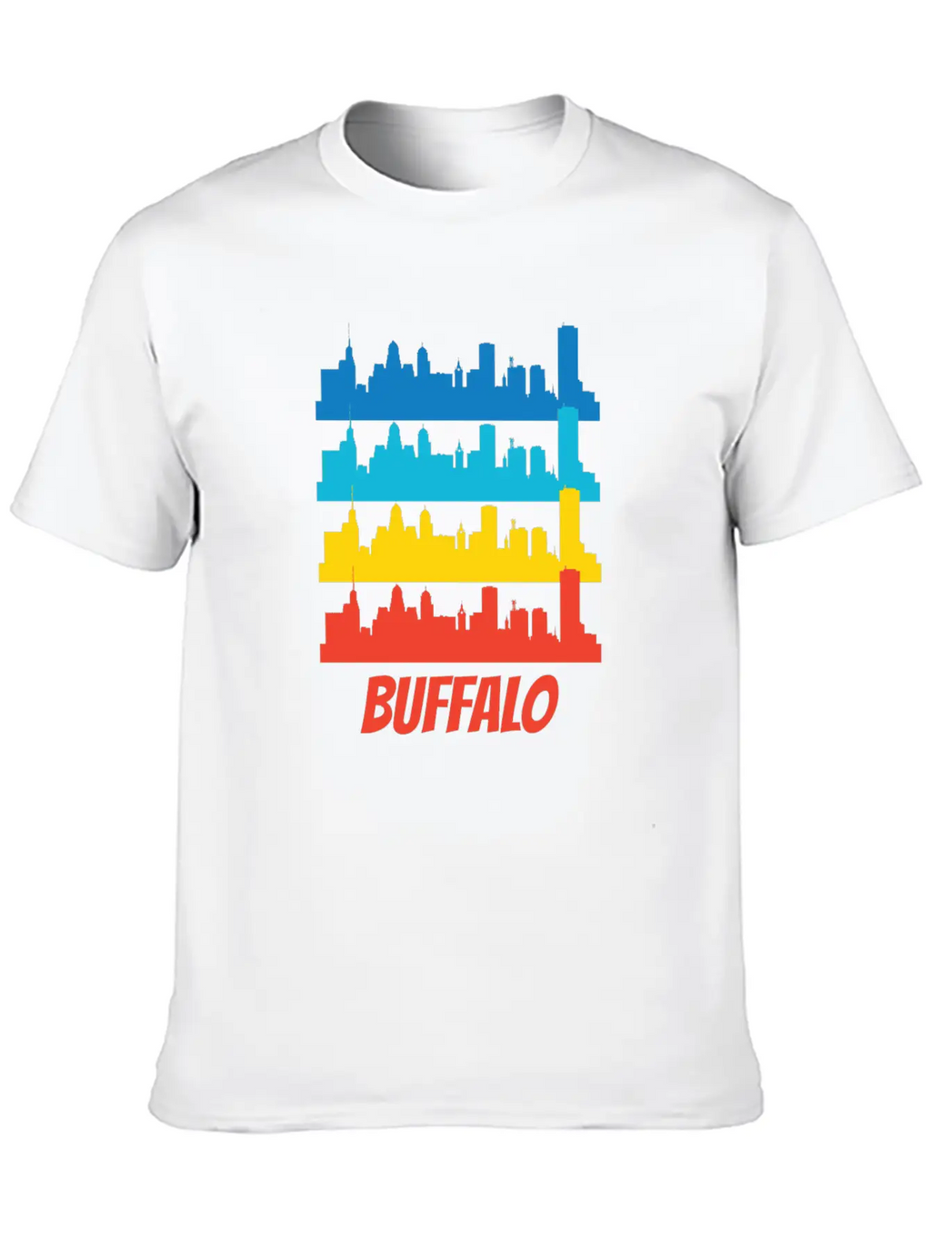 Retro Buffalo NY Skyline Pop Art Relaxed Everyday Tee – Lightweight And Durable Cotton