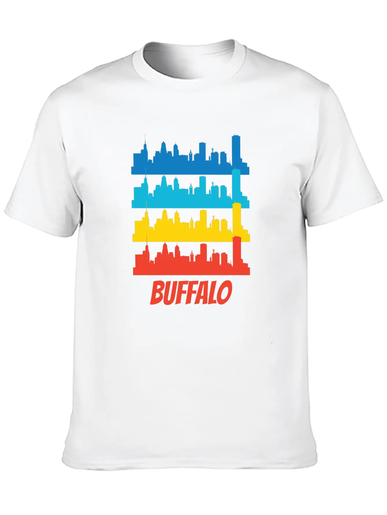 Retro Buffalo NY Skyline Pop Art Relaxed Everyday Tee – Lightweight And Durable Cotton