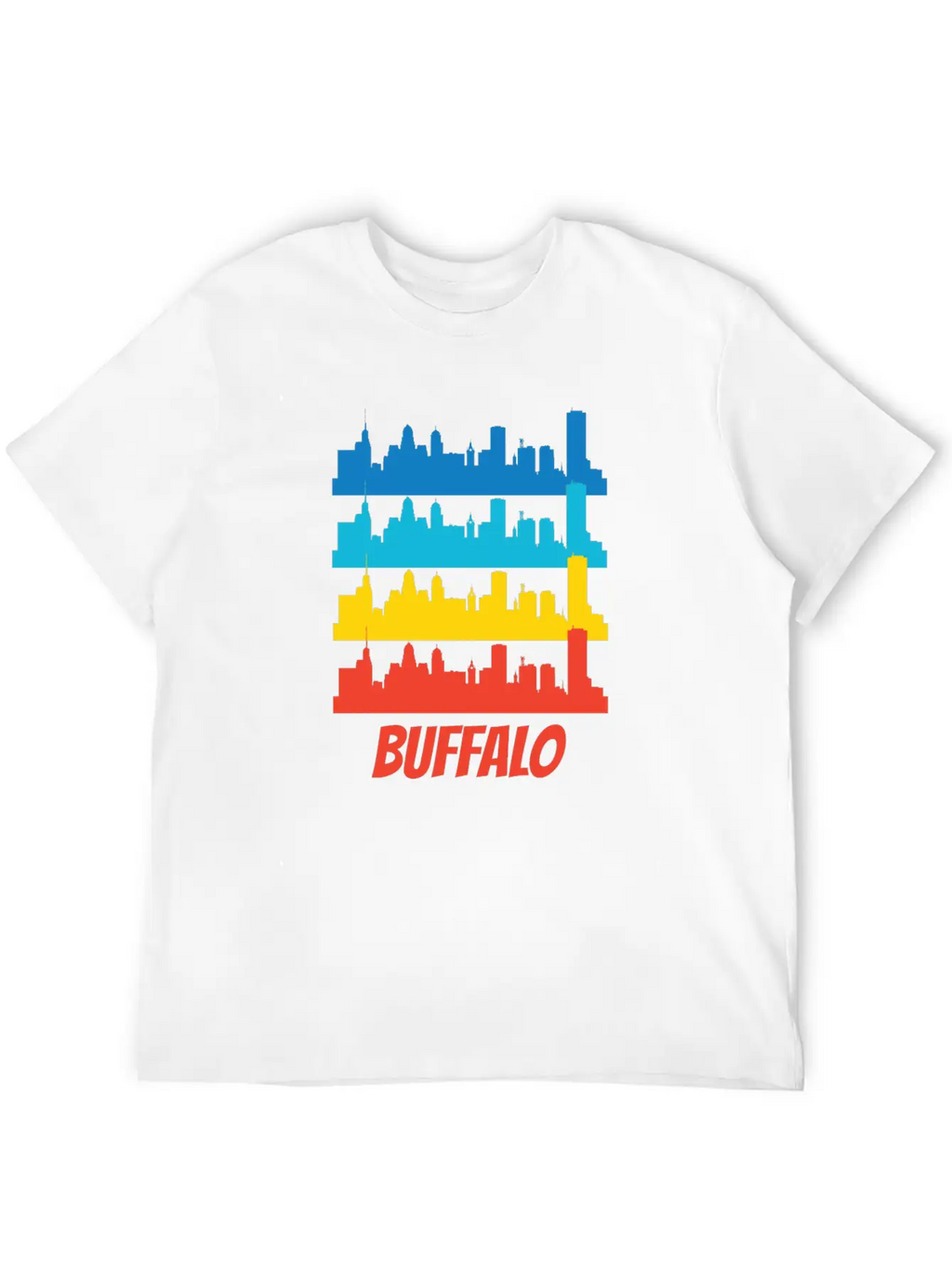 Retro Buffalo NY Skyline Pop Art Relaxed Everyday Tee – Lightweight And Durable Cotton