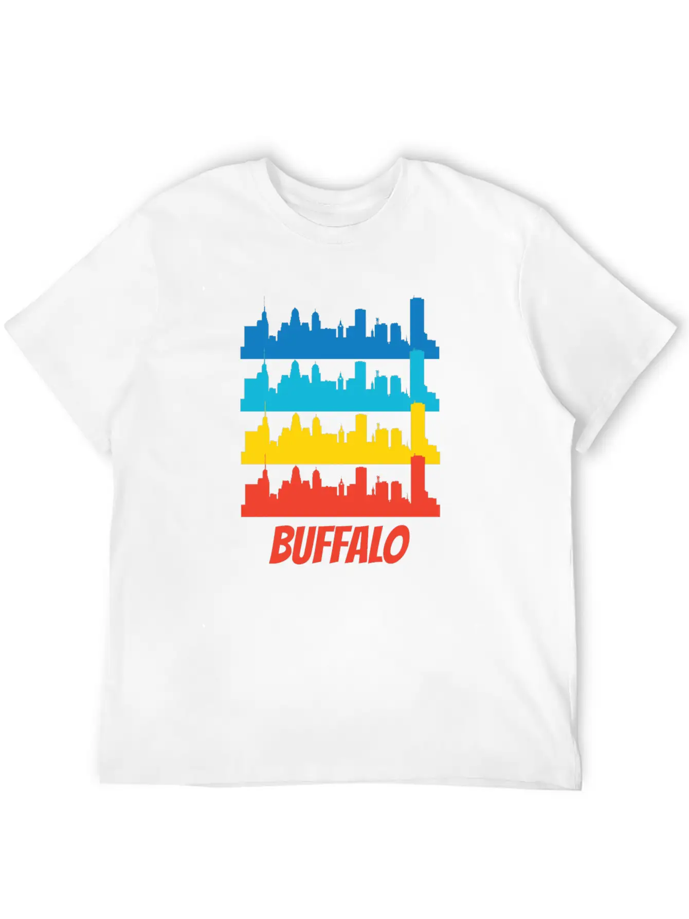 Retro Buffalo NY Skyline Pop Art Relaxed Everyday Tee – Lightweight And Durable Cotton