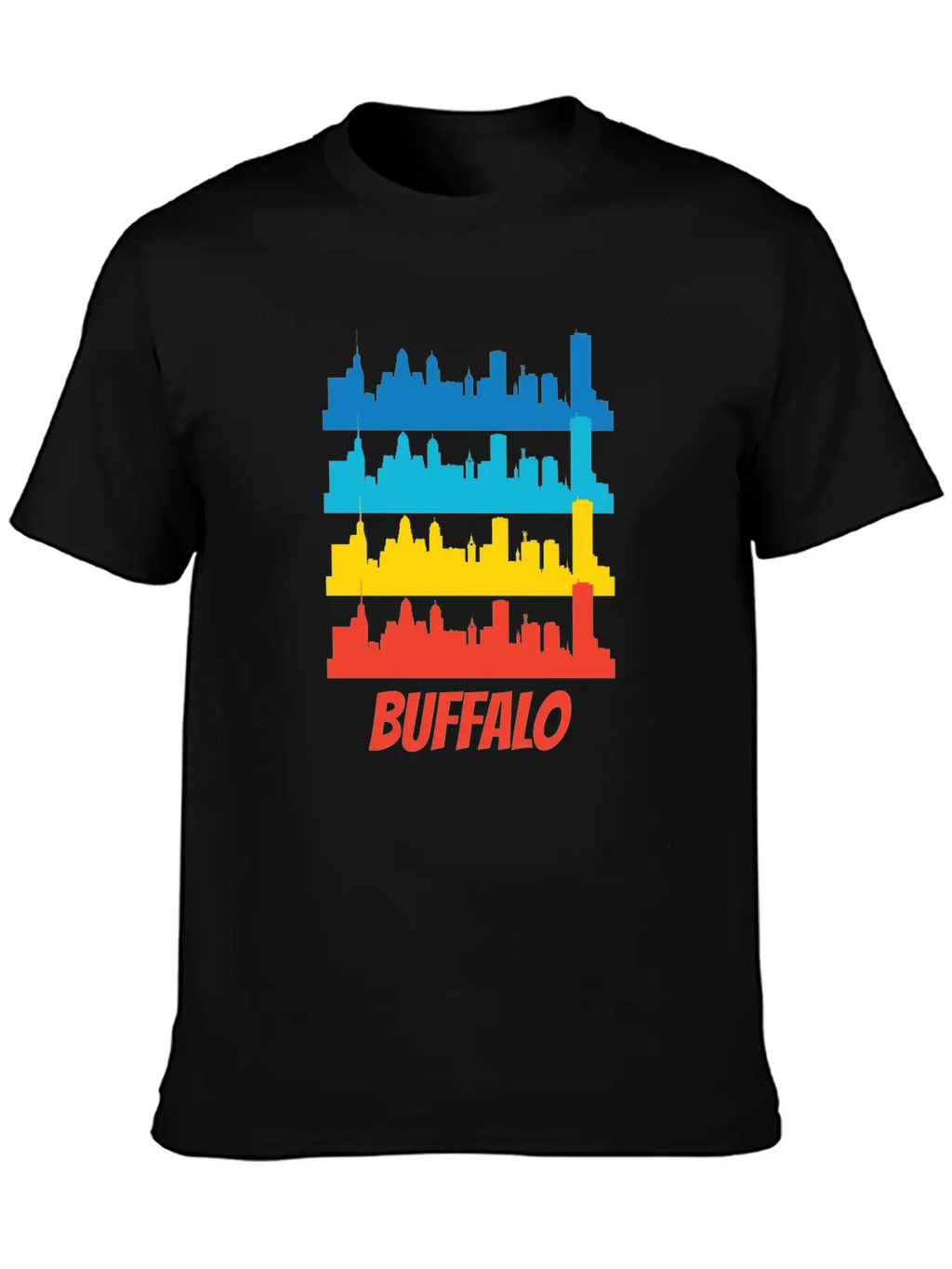Retro Buffalo NY Skyline Pop Art Relaxed Everyday Tee – Lightweight And Durable Cotton