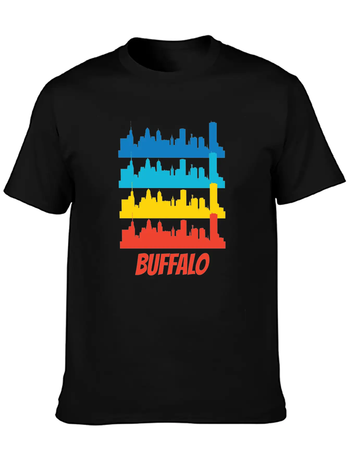 Retro Buffalo NY Skyline Pop Art Relaxed Everyday Tee – Lightweight And Durable Cotton