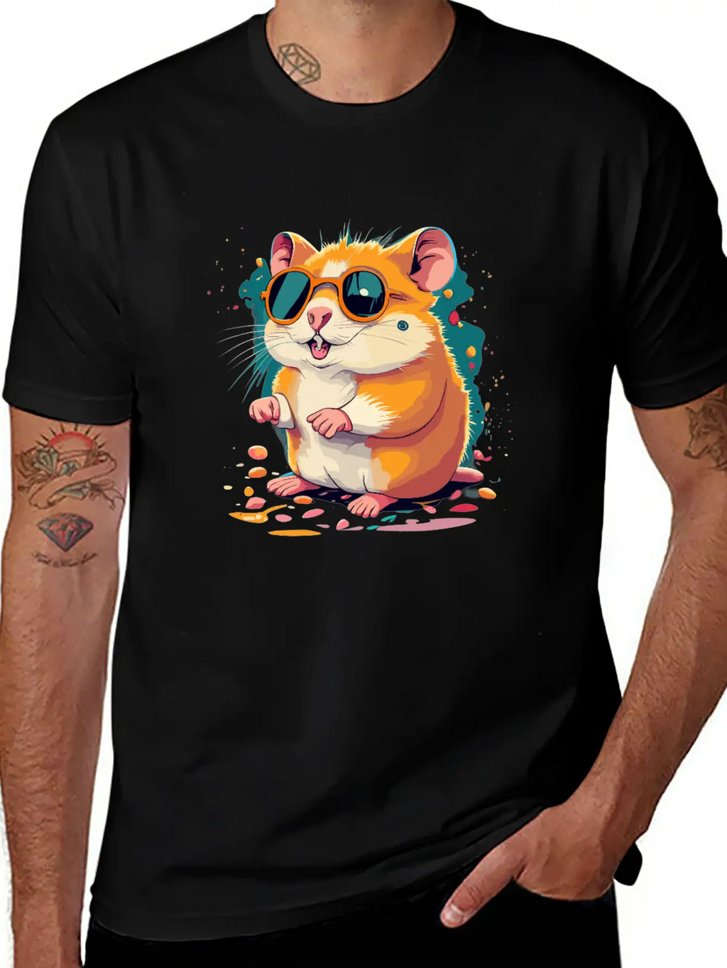 Retro Chic Hamster With Black Sunglasses Classic Cotton Tee – Unisex Comfort For Any Season