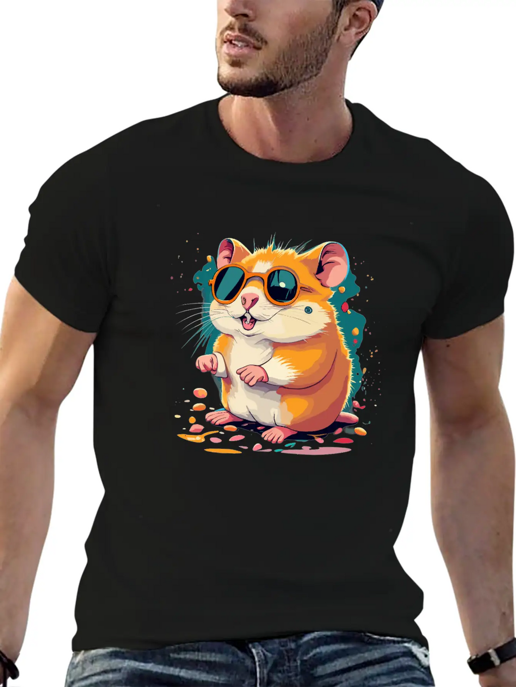 Retro Chic Hamster With Black Sunglasses Classic Cotton Tee – Unisex Comfort For Any Season
