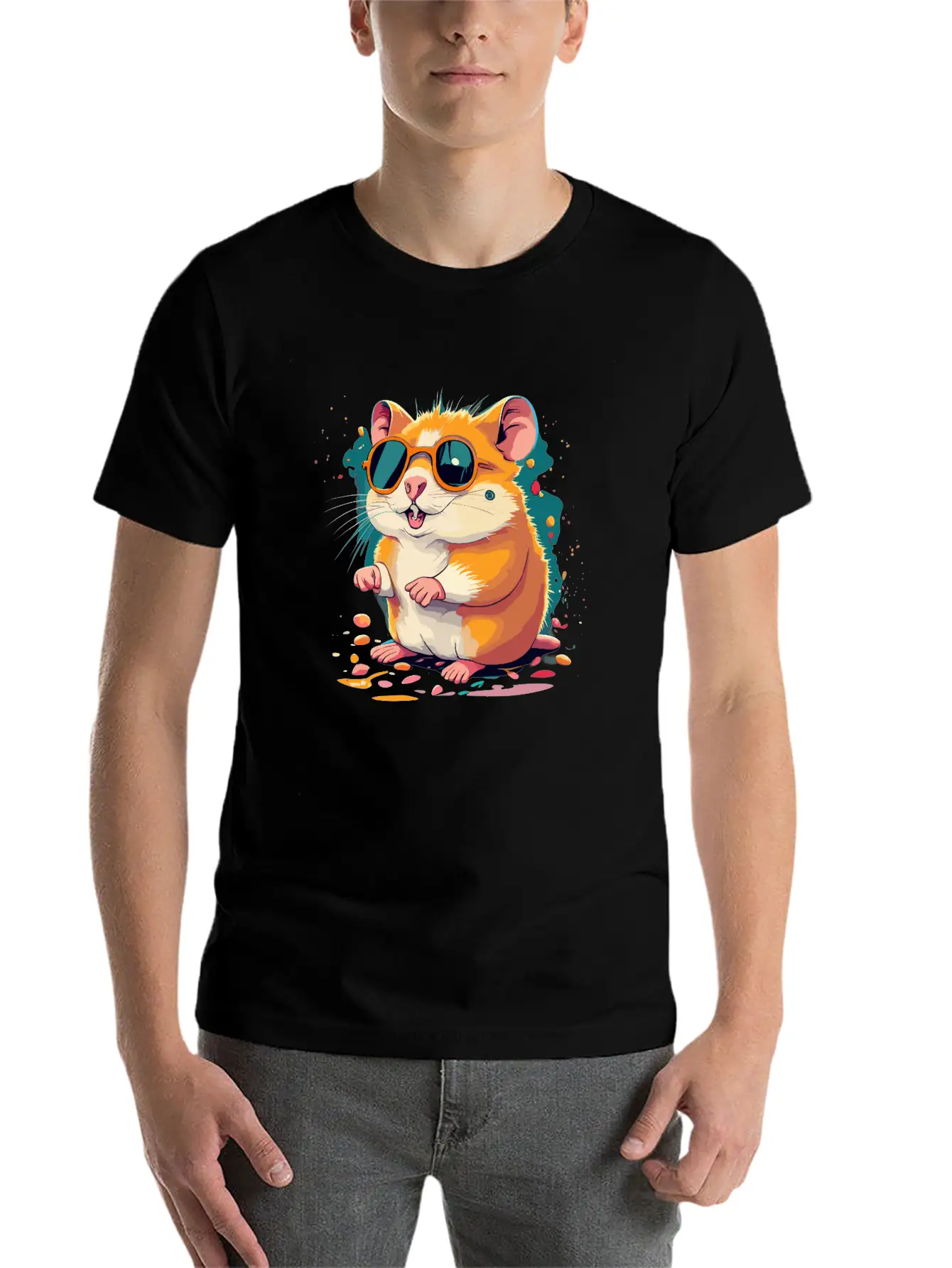 Retro Chic Hamster With Black Sunglasses Classic Cotton Tee – Unisex Comfort For Any Season