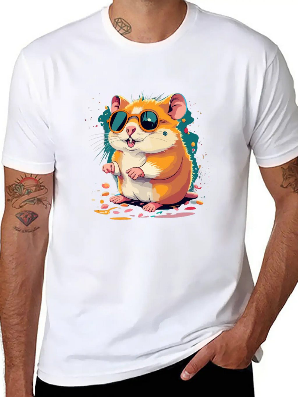 Retro Chic Hamster With Black Sunglasses Classic Cotton Tee – Unisex Comfort For Any Season