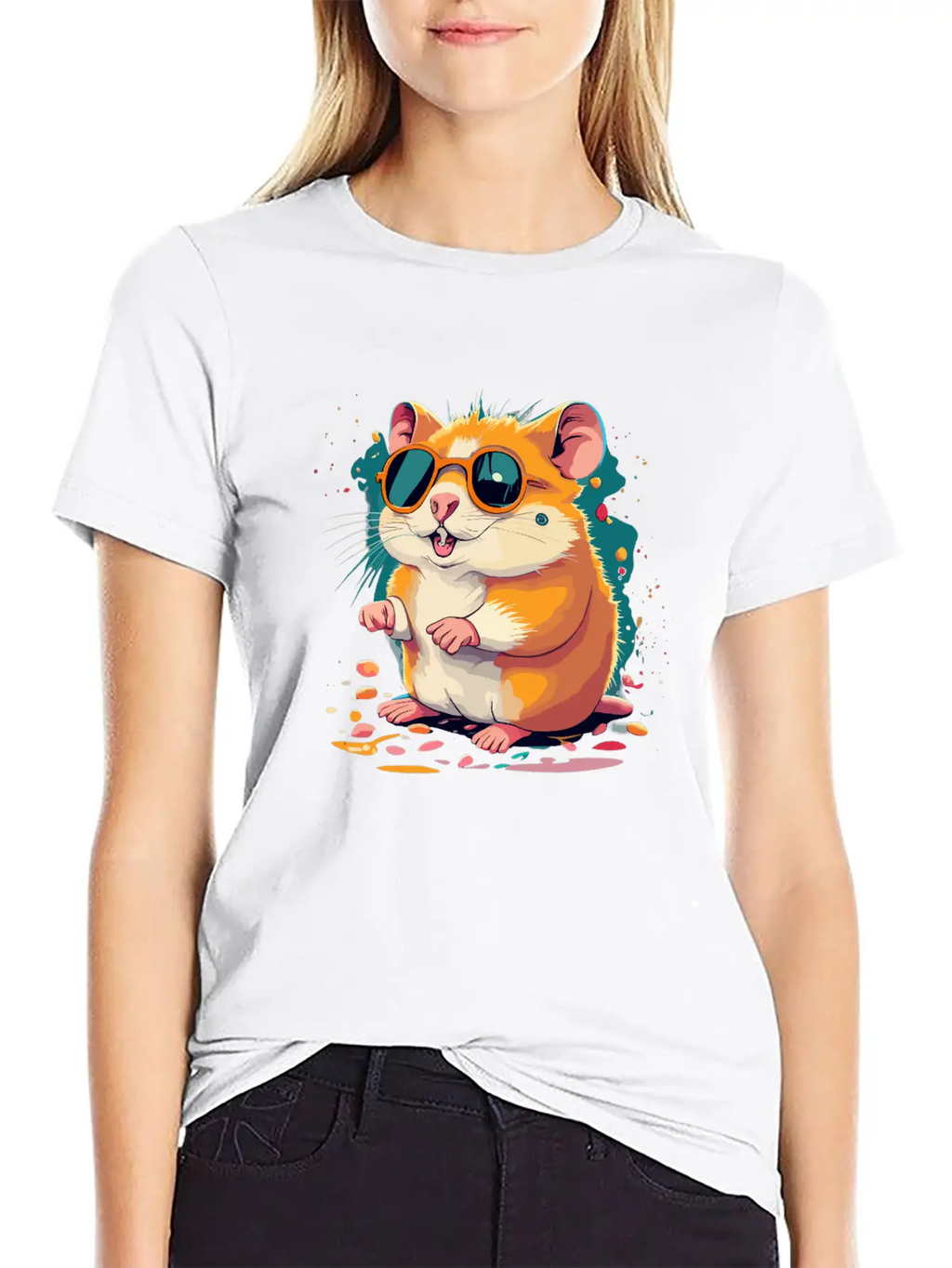 Retro Chic Hamster With Black Sunglasses Classic Cotton Tee – Unisex Comfort For Any Season