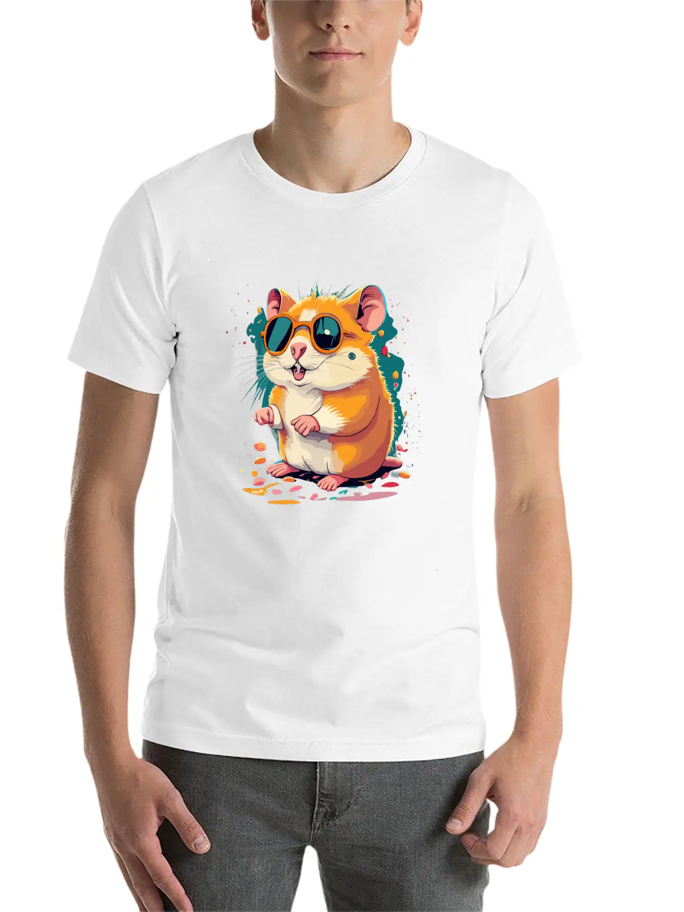 Retro Chic Hamster With Black Sunglasses Classic Cotton Tee – Unisex Comfort For Any Season