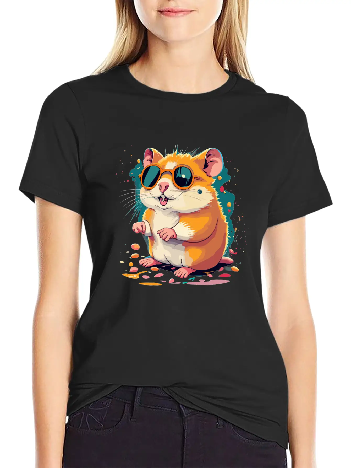 Retro Chic Hamster With Black Sunglasses Classic Cotton Tee – Unisex Comfort For Any Season