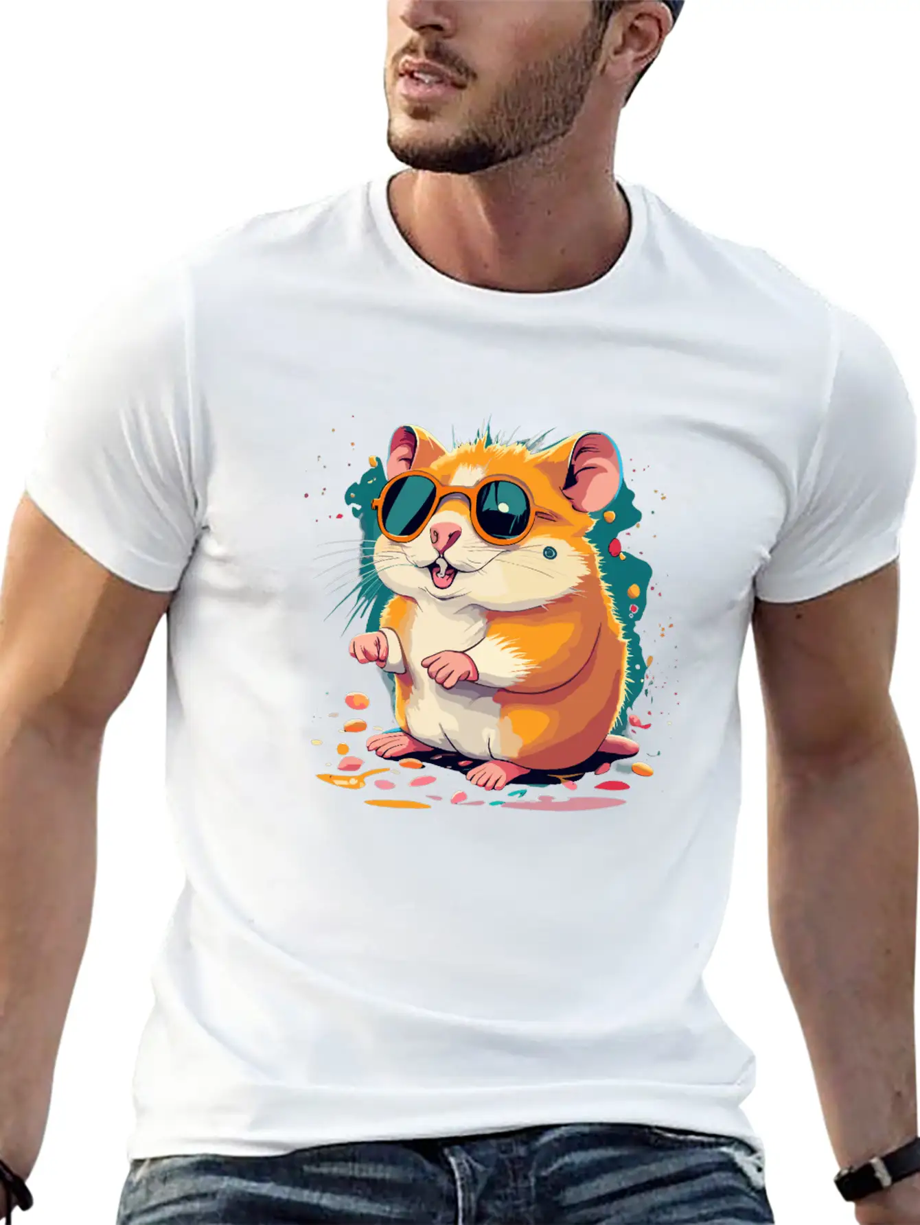 Retro Chic Hamster With Black Sunglasses Classic Cotton Tee – Unisex Comfort For Any Season