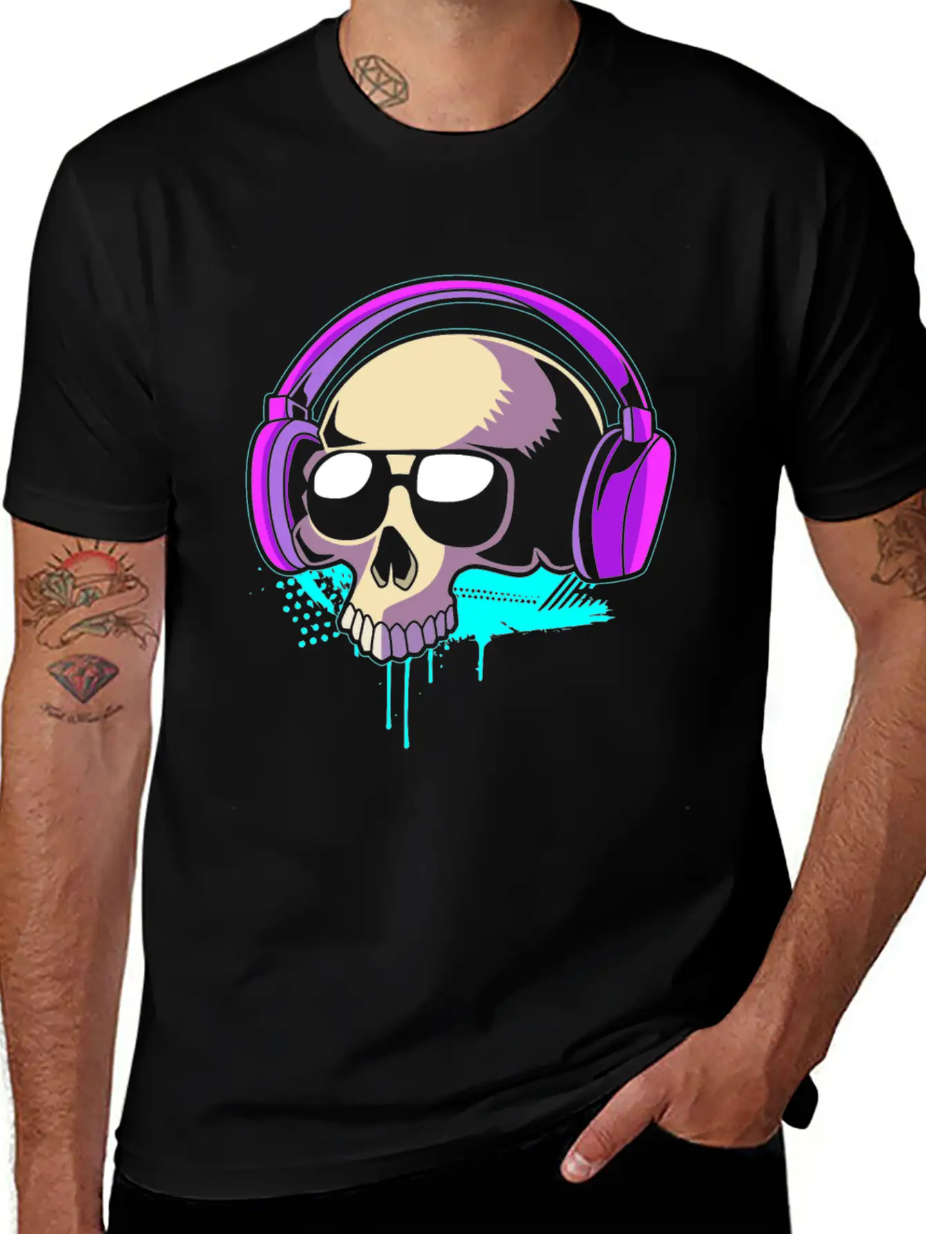 Retro Dj Techno Skull Rave Classic Cotton Tee – Unisex Comfort For Any Season