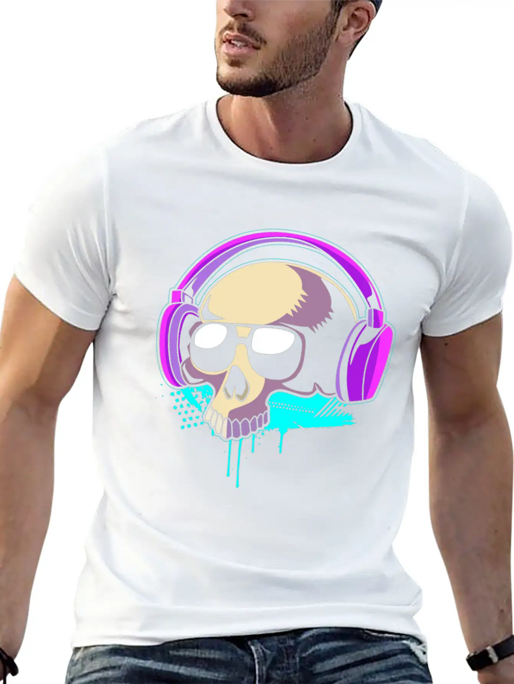Retro Dj Techno Skull Rave Classic Cotton Tee – Unisex Comfort For Any Season