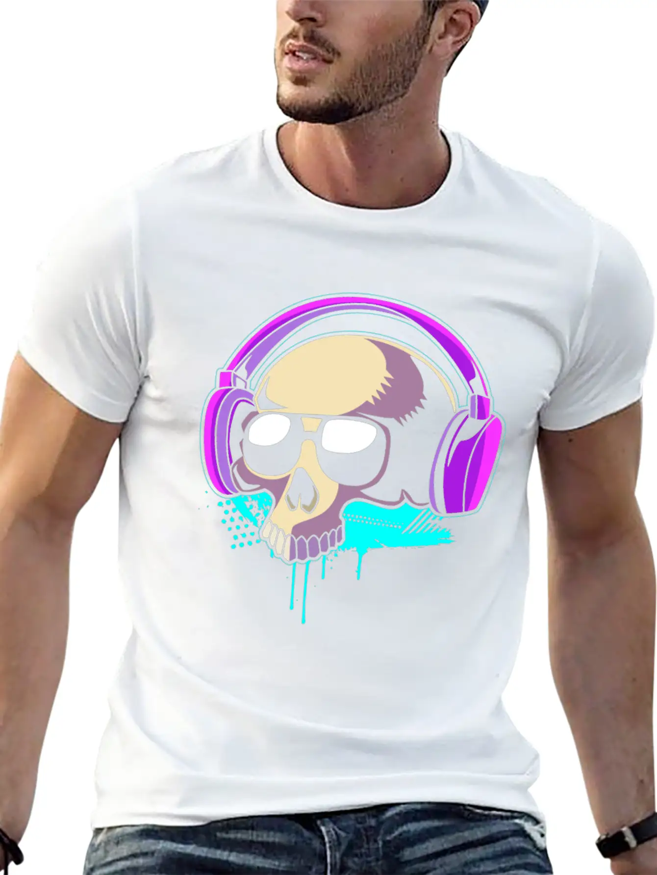 Retro Dj Techno Skull Rave Classic Cotton Tee – Unisex Comfort For Any Season