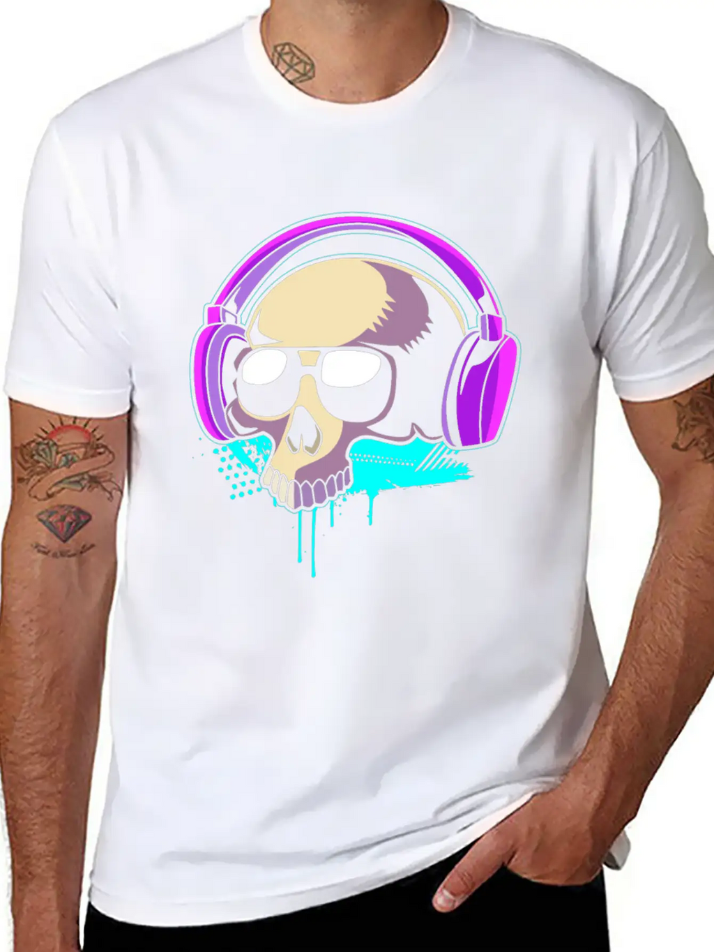 Retro Dj Techno Skull Rave Classic Cotton Tee – Unisex Comfort For Any Season