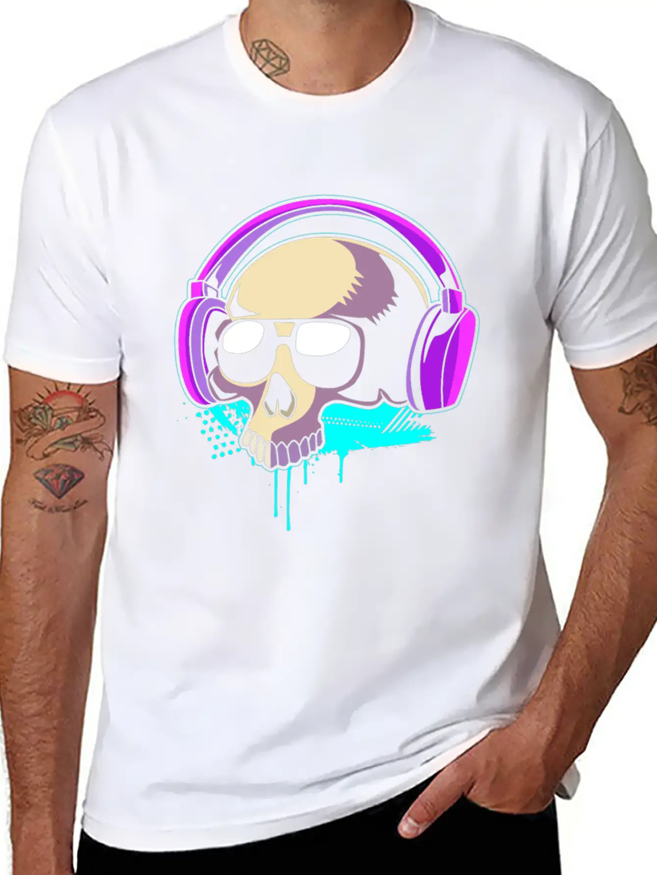 Retro Dj Techno Skull Rave Classic Cotton Tee – Unisex Comfort For Any Season