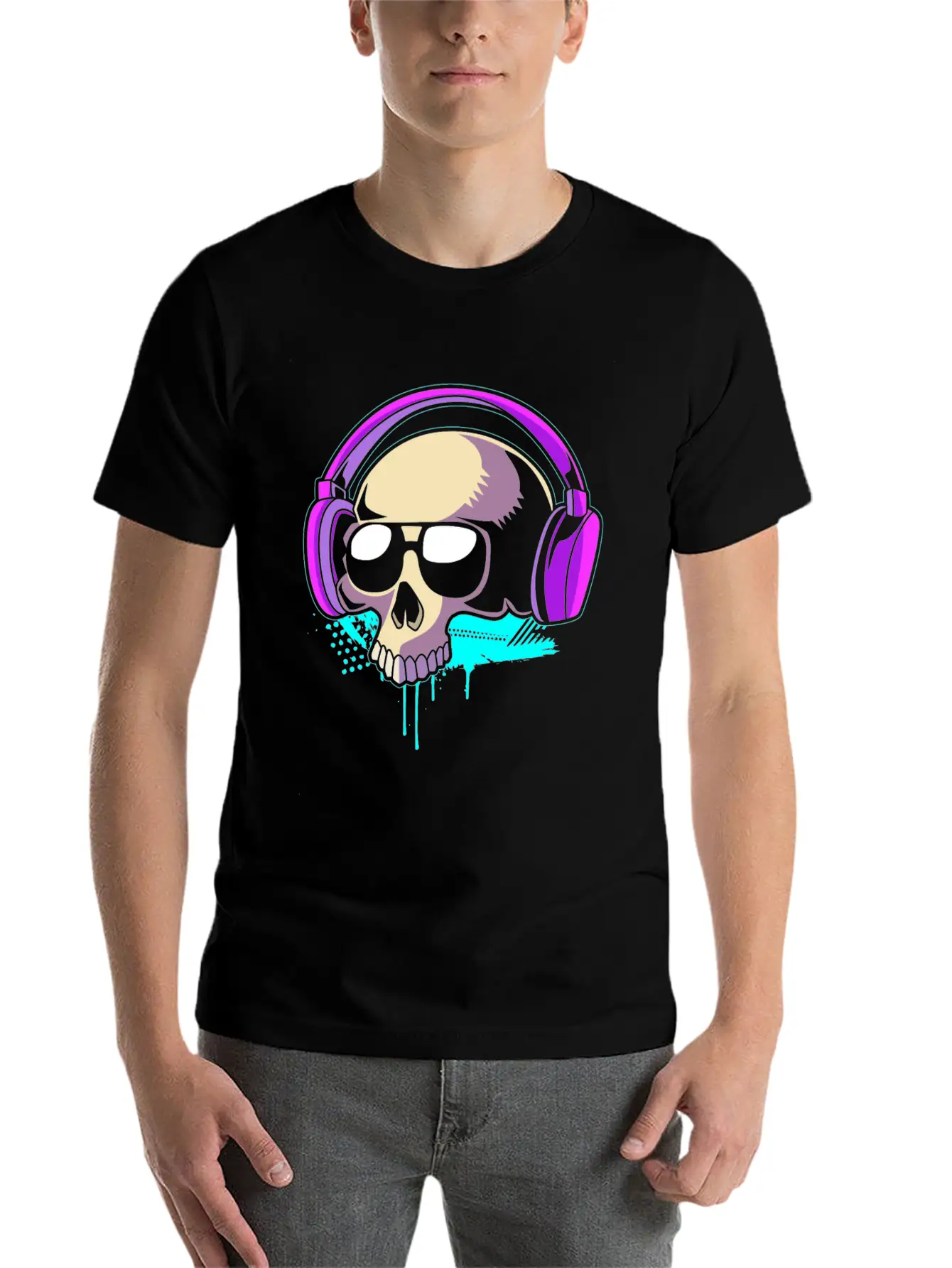Retro Dj Techno Skull Rave Classic Cotton Tee – Unisex Comfort For Any Season