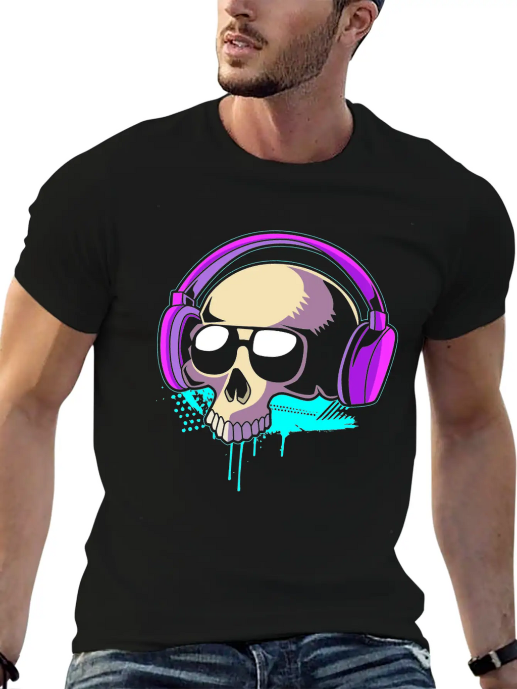 Retro Dj Techno Skull Rave Classic Cotton Tee – Unisex Comfort For Any Season