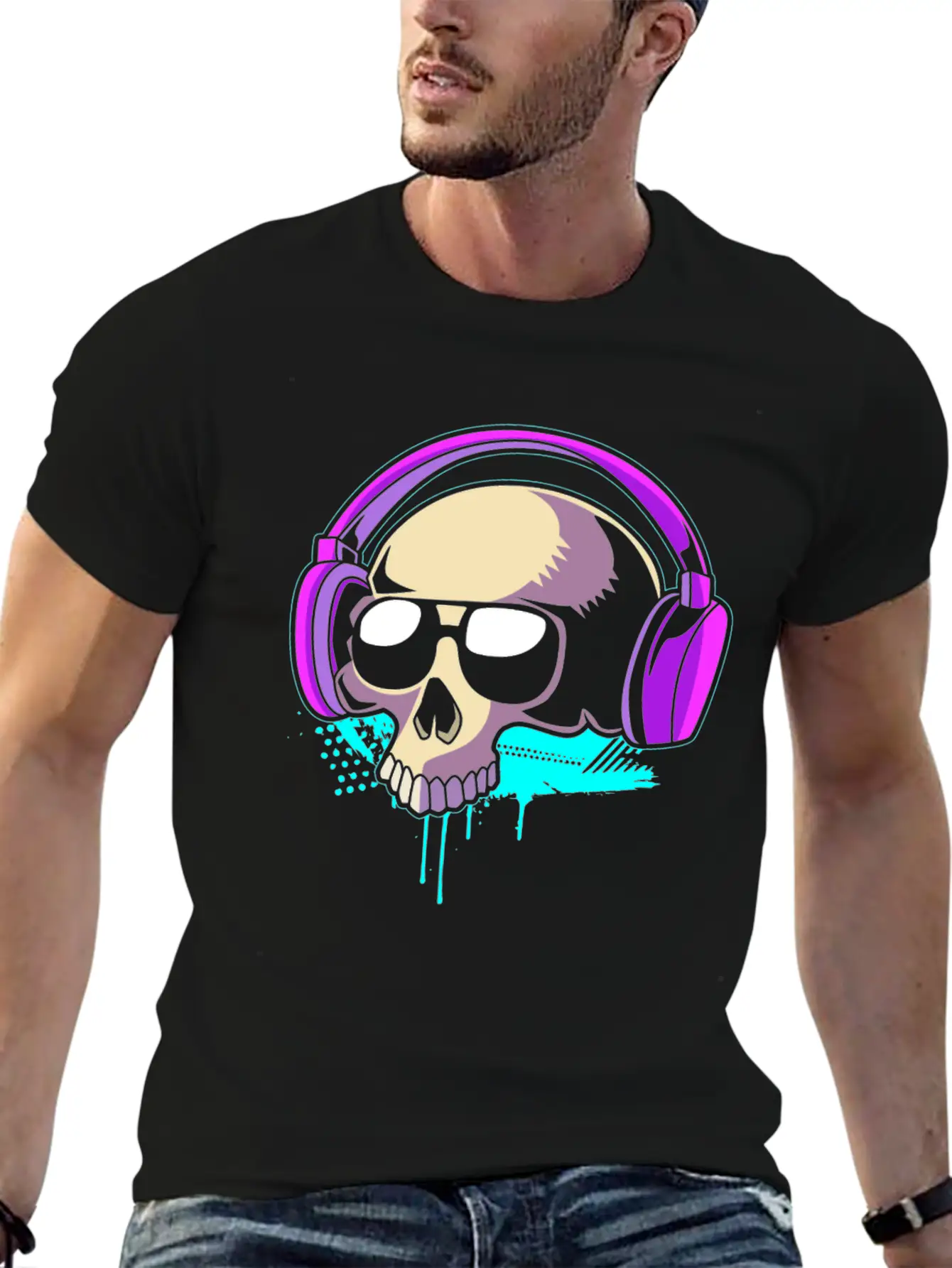 Retro Dj Techno Skull Rave Classic Cotton Tee – Unisex Comfort For Any Season