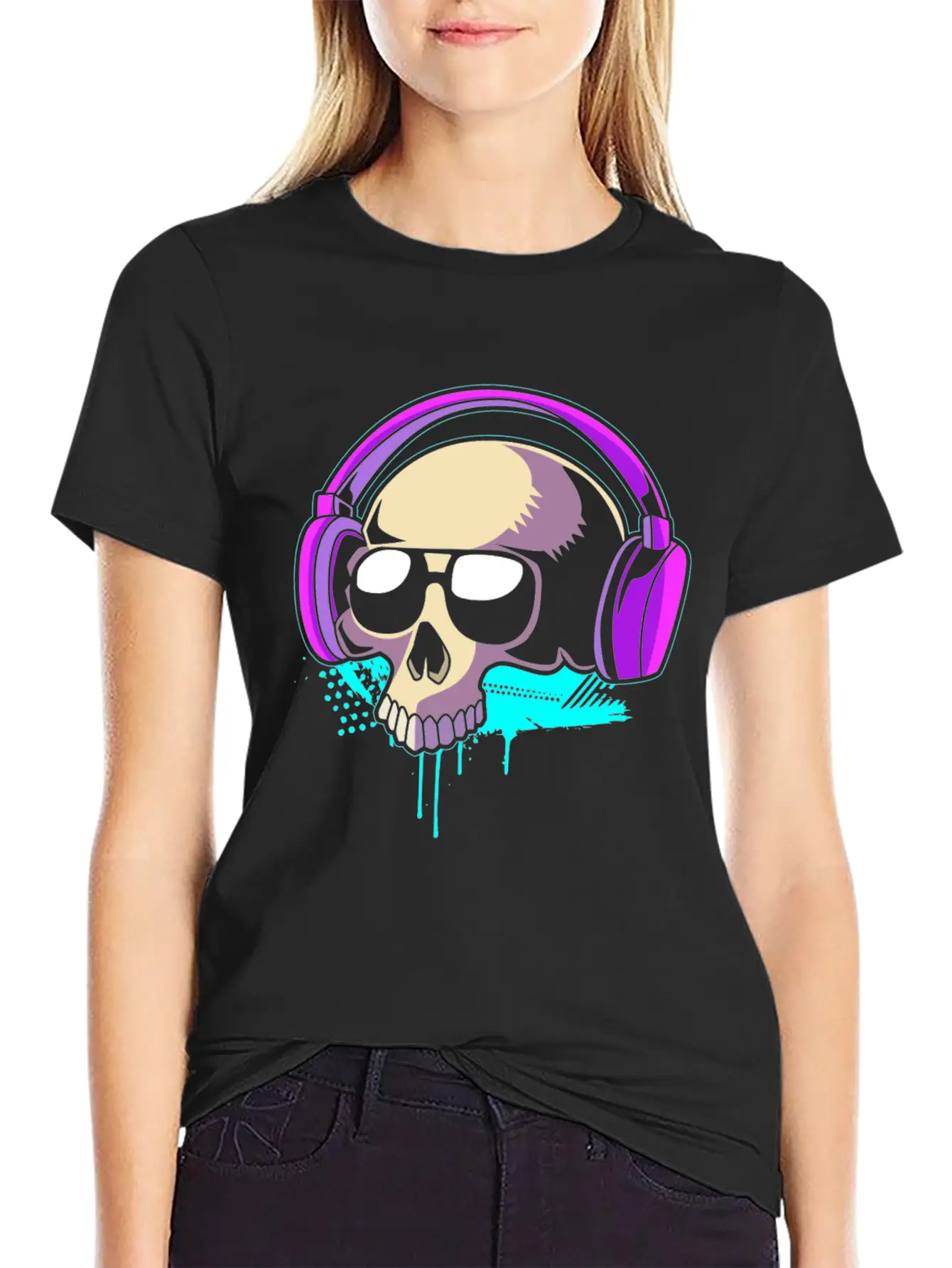 Retro Dj Techno Skull Rave Classic Cotton Tee – Unisex Comfort For Any Season