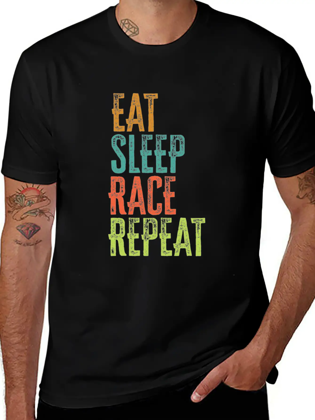 Retro Eat Sleep Race Repeat Bike Driver Fast Drift Unisex Casual T-Shirt – Clean Design For Daily Comfort