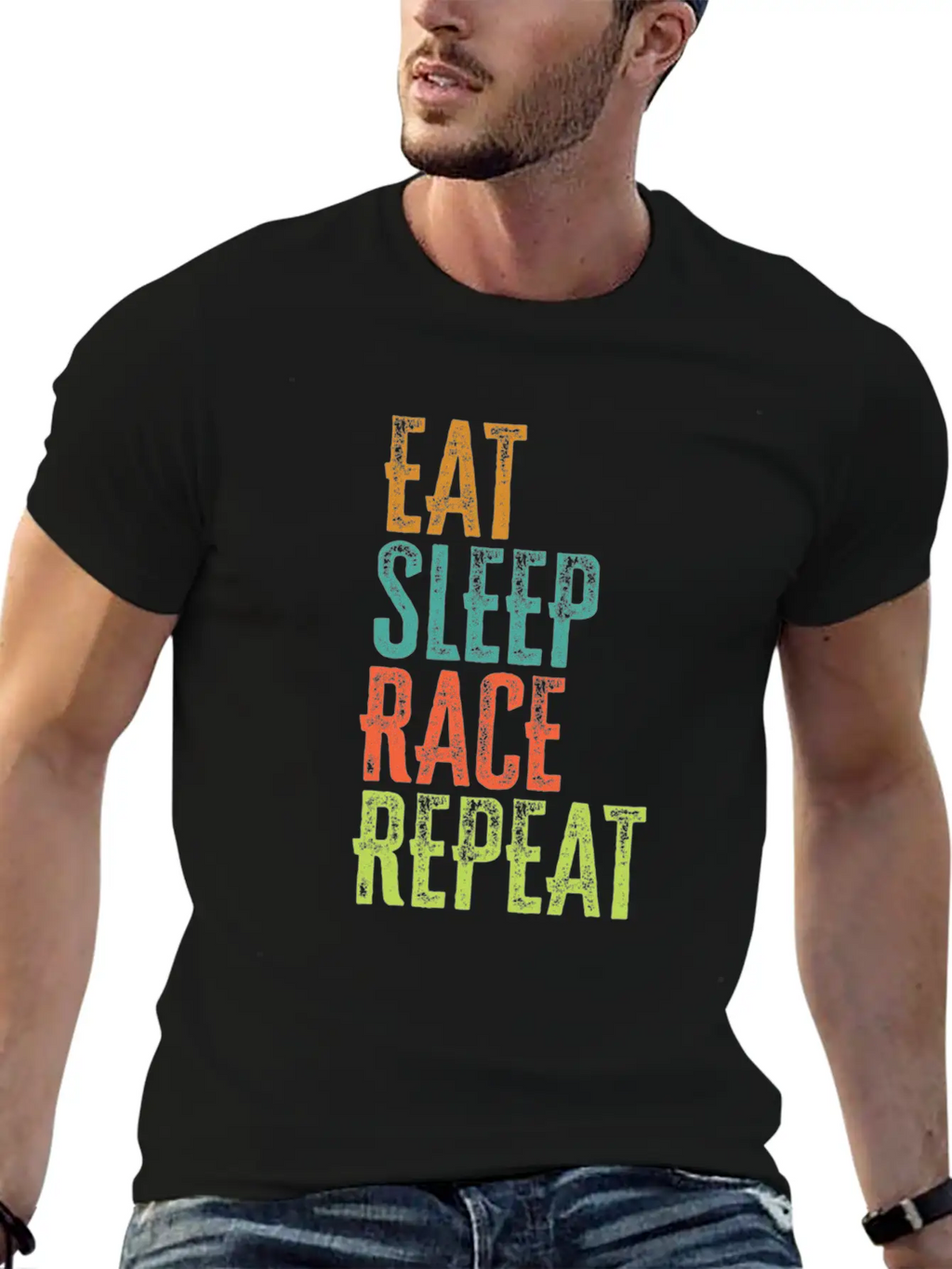 Retro Eat Sleep Race Repeat Bike Driver Fast Drift Unisex Casual T-Shirt – Clean Design For Daily Comfort