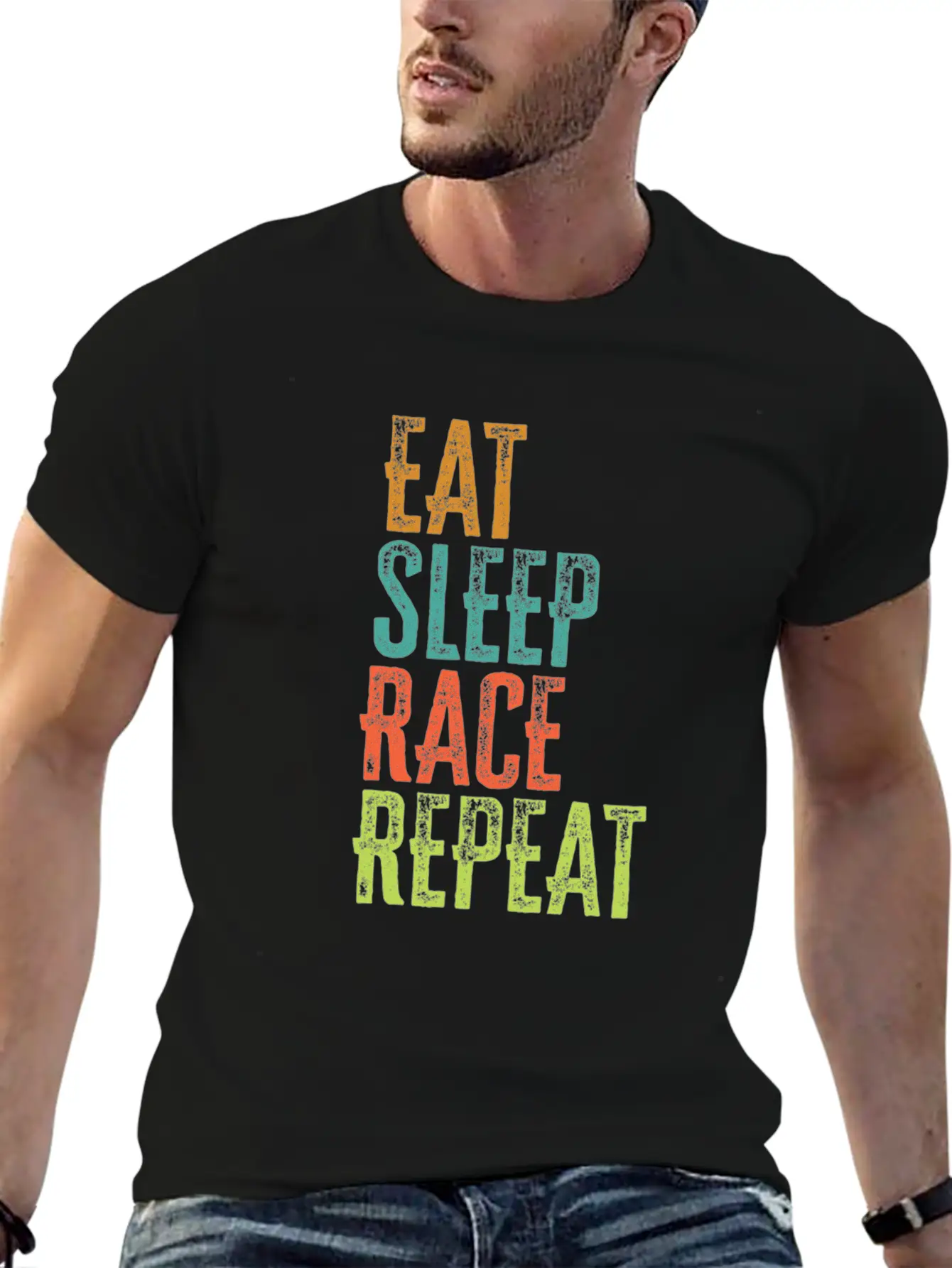 Retro Eat Sleep Race Repeat Bike Driver Fast Drift Unisex Casual T-Shirt – Clean Design For Daily Comfort