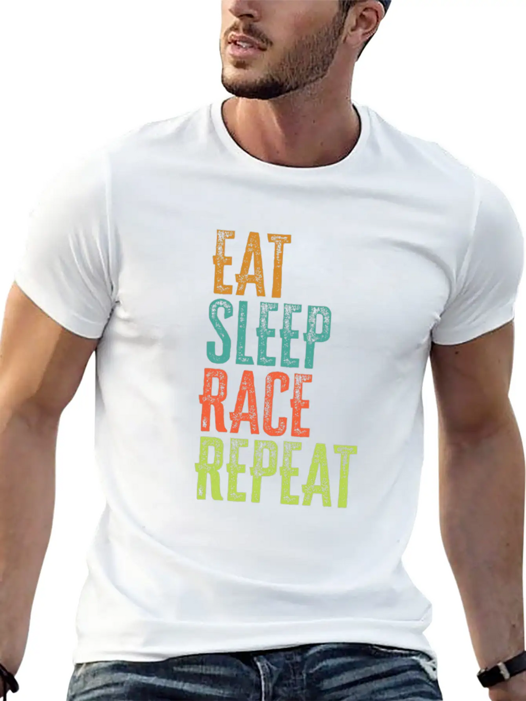 Retro Eat Sleep Race Repeat Bike Driver Fast Drift Unisex Casual T-Shirt – Clean Design For Daily Comfort