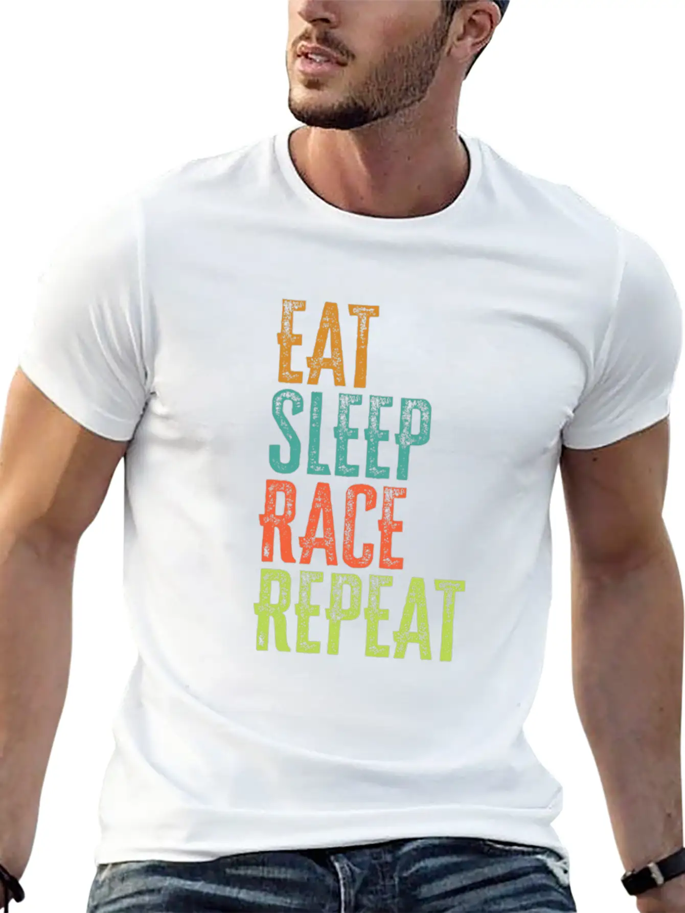 Retro Eat Sleep Race Repeat Bike Driver Fast Drift Unisex Casual T-Shirt – Clean Design For Daily Comfort