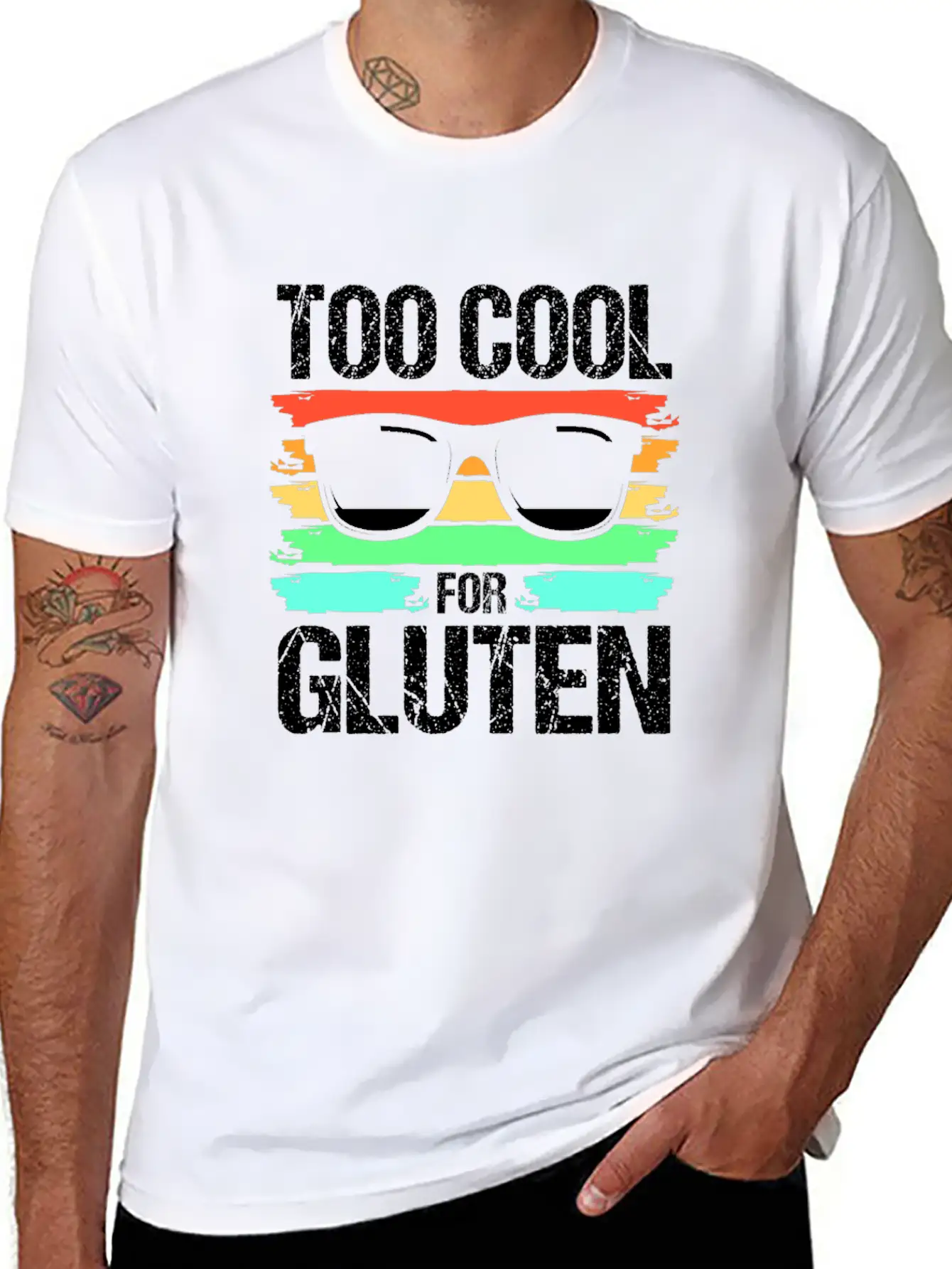 Retro Gluten Free Eyeglasses Too Cool For Gluten Breathable Soft Cotton T-Shirt – Timeless Casual Look