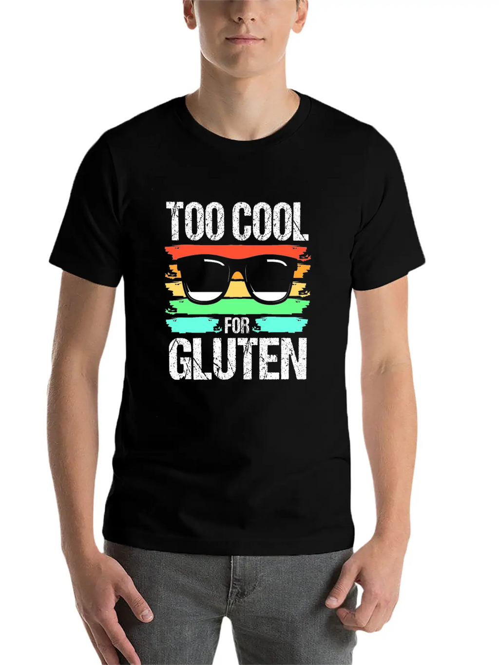 Retro Gluten Free Eyeglasses Too Cool For Gluten Breathable Soft Cotton T-Shirt – Timeless Casual Look
