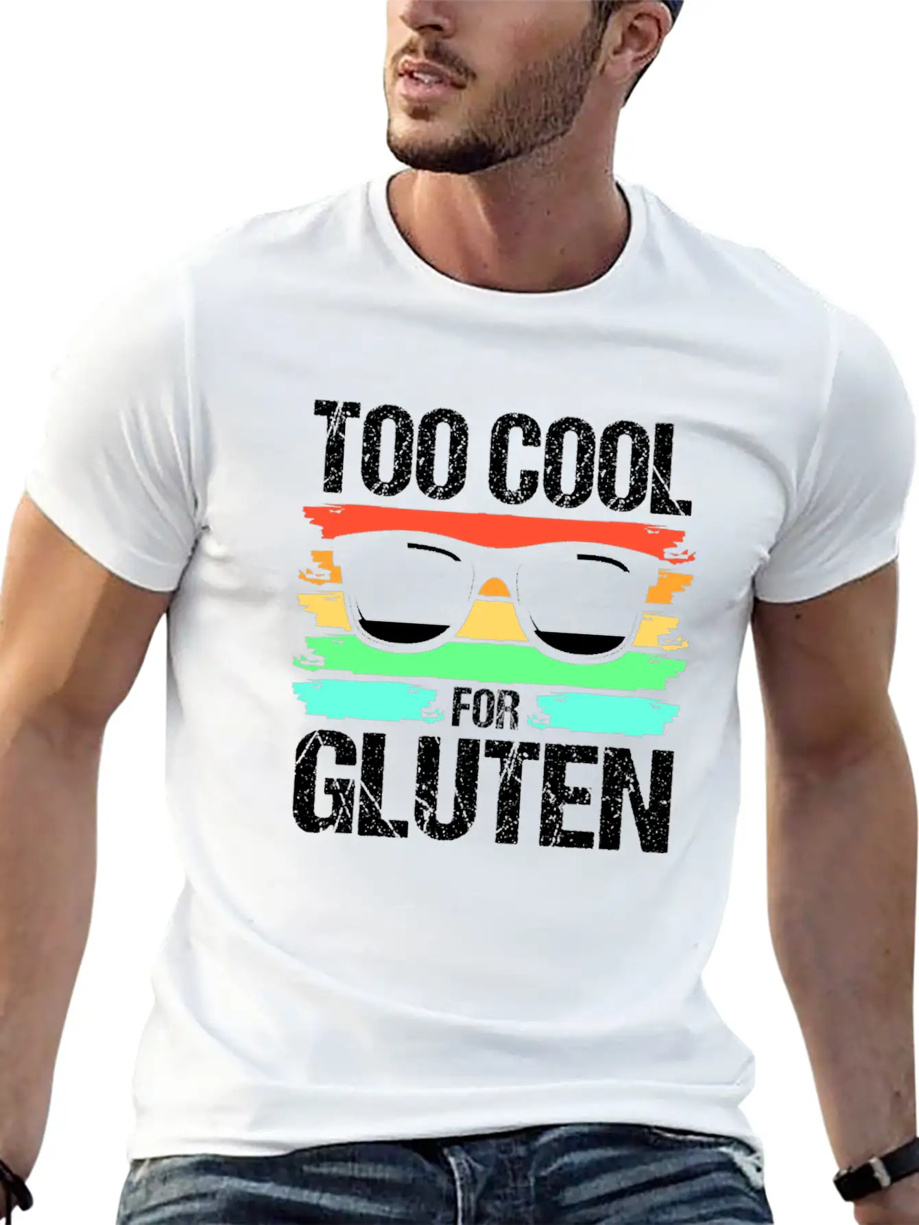 Retro Gluten Free Eyeglasses Too Cool For Gluten Breathable Soft Cotton T-Shirt – Timeless Casual Look