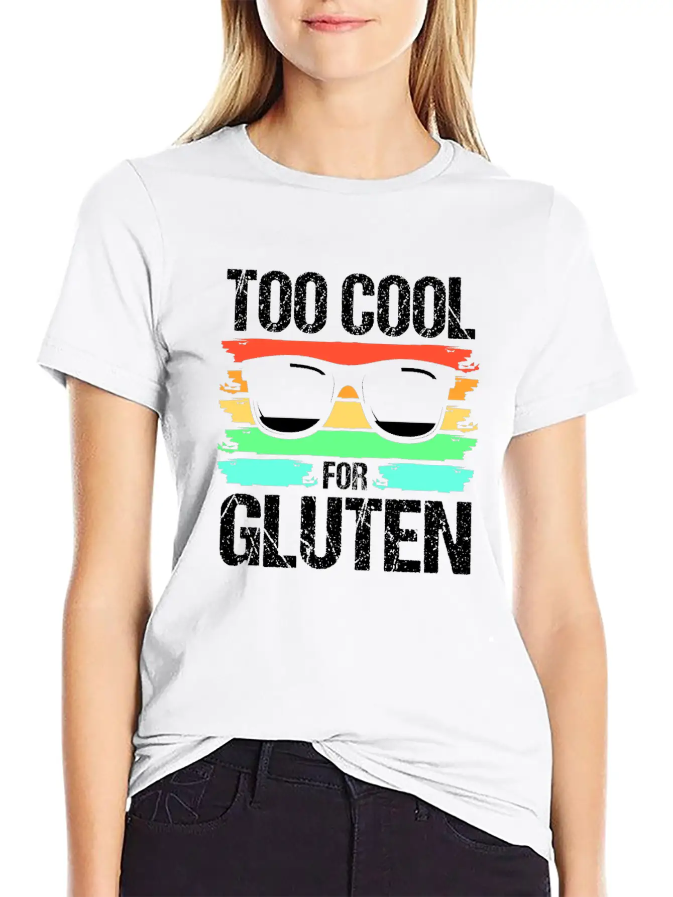 Retro Gluten Free Eyeglasses Too Cool For Gluten Breathable Soft Cotton T-Shirt – Timeless Casual Look