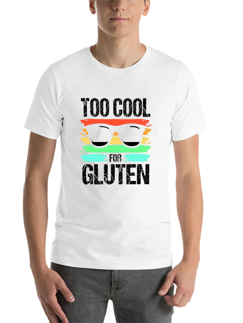 Retro Gluten Free Eyeglasses Too Cool For Gluten Breathable Soft Cotton T-Shirt – Timeless Casual Look