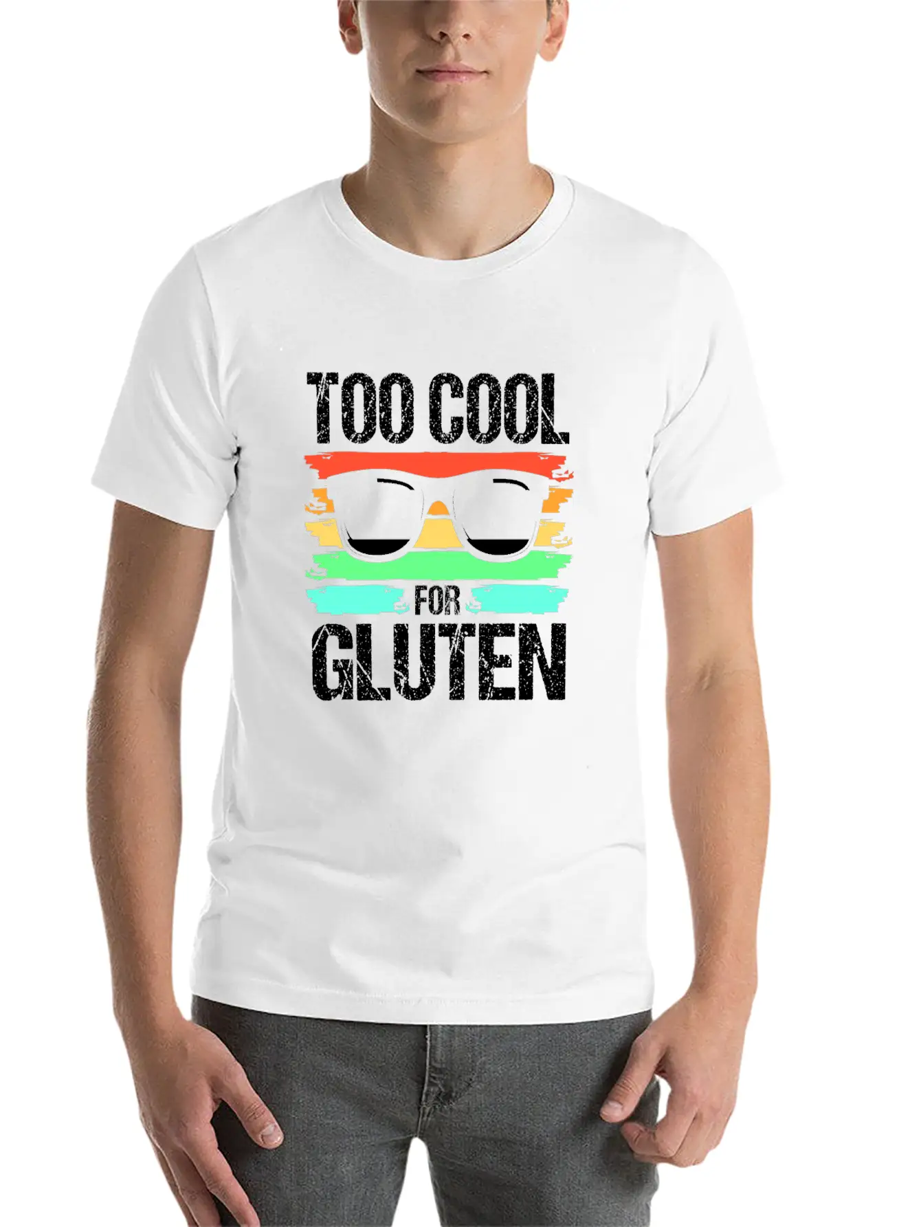 Retro Gluten Free Eyeglasses Too Cool For Gluten Breathable Soft Cotton T-Shirt – Timeless Casual Look