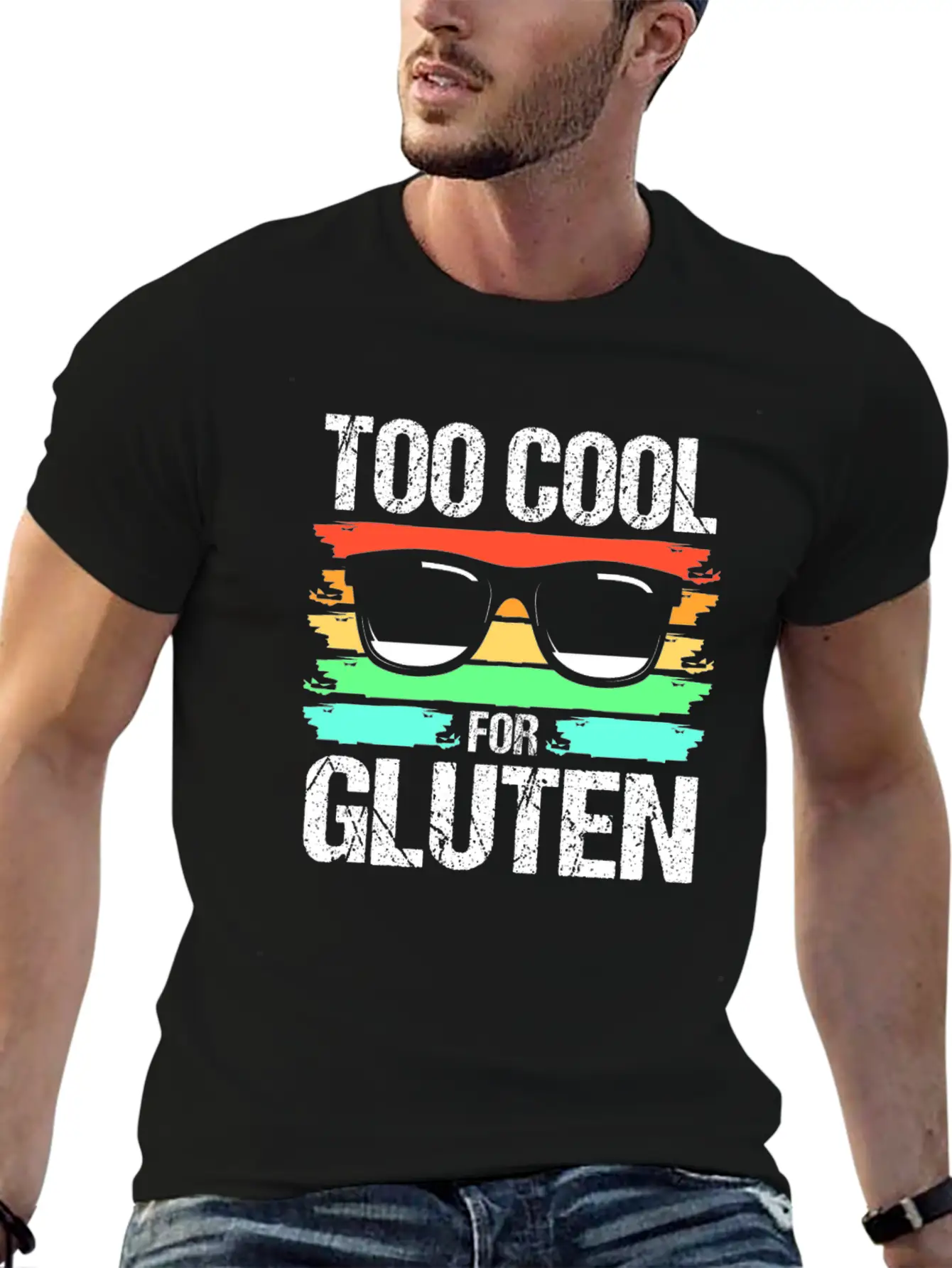 Retro Gluten Free Eyeglasses Too Cool For Gluten Breathable Soft Cotton T-Shirt – Timeless Casual Look