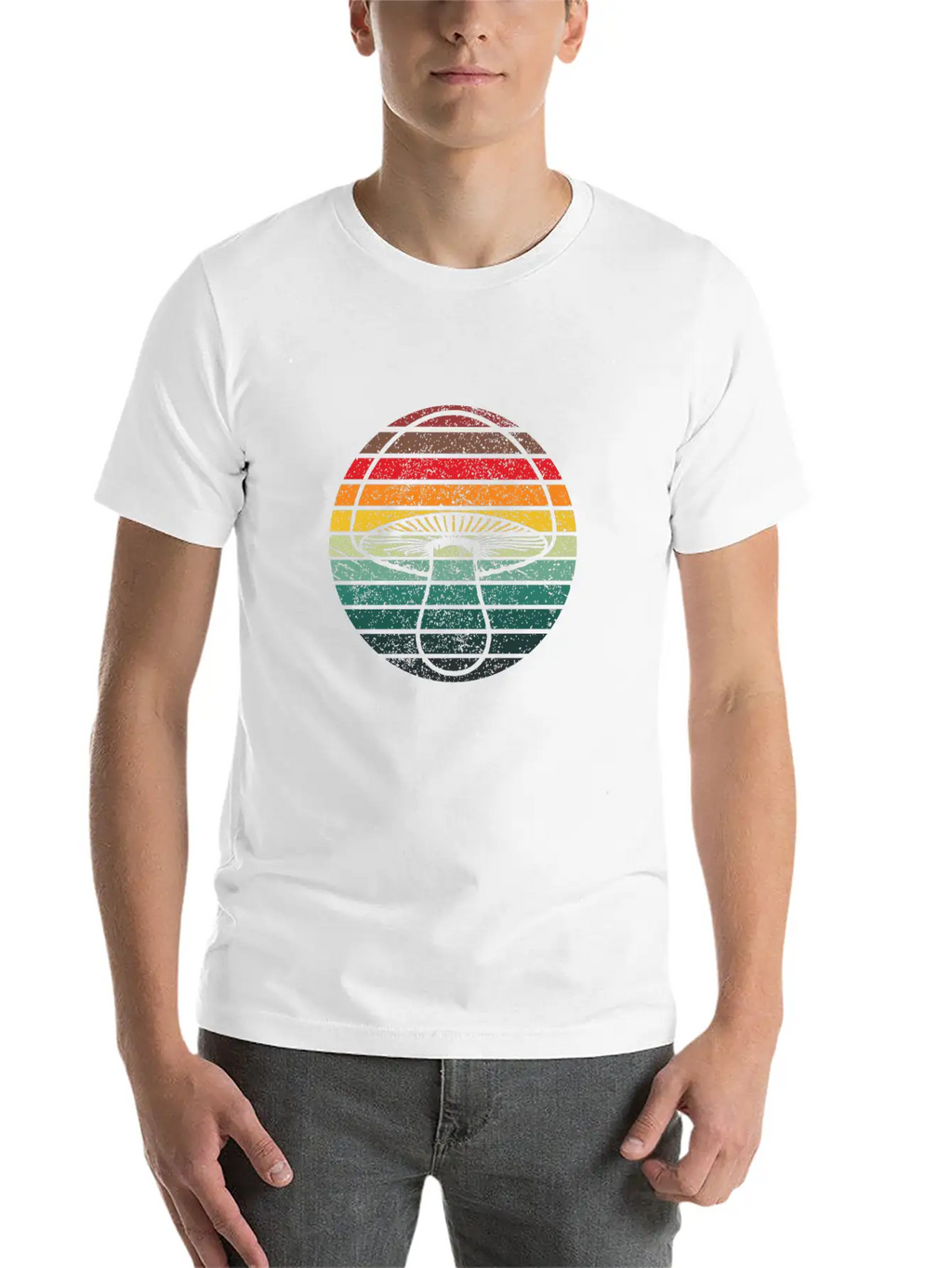Retro Layers Mushroom Essential Cotton Tee For Daily Outfits – Unisex Style