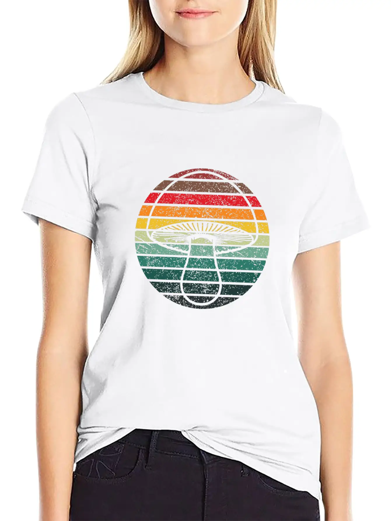 Retro Layers Mushroom Essential Cotton Tee For Daily Outfits – Unisex Style