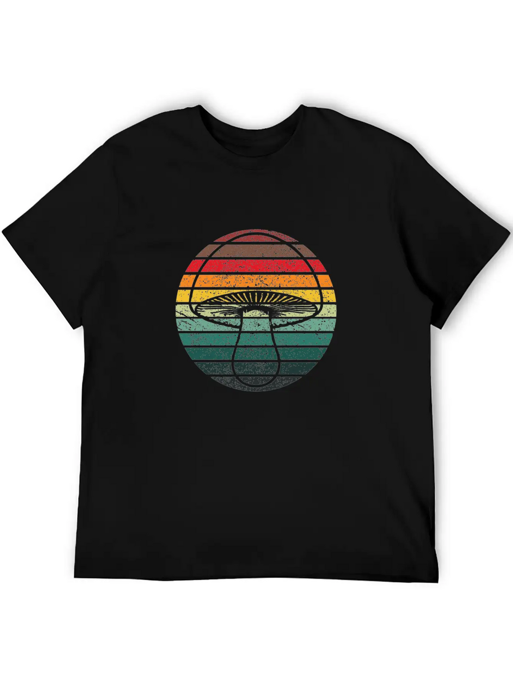Retro Layers Mushroom Essential Cotton Tee For Daily Outfits – Unisex Style