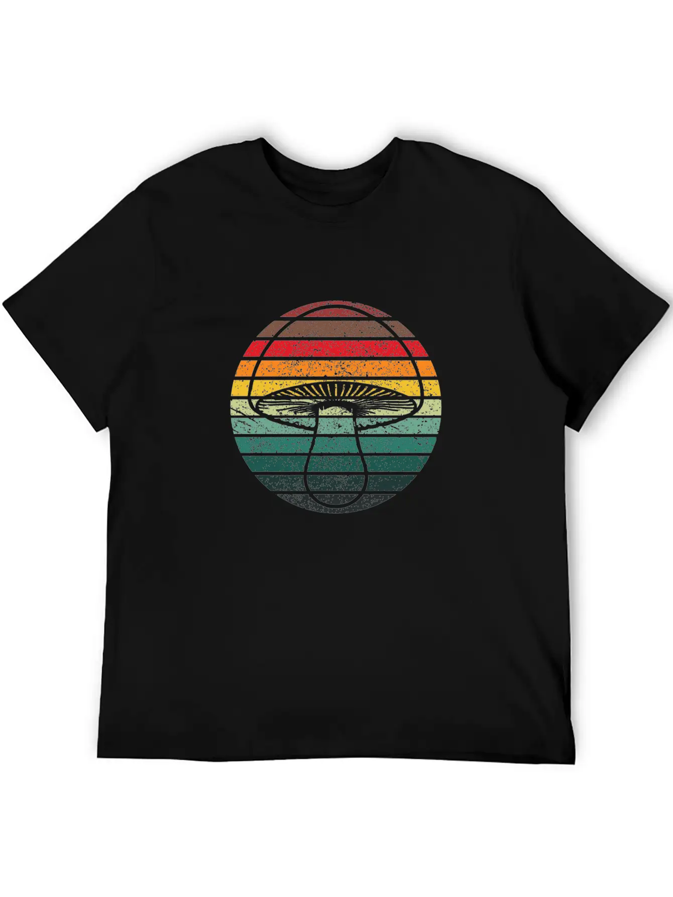 Retro Layers Mushroom Essential Cotton Tee For Daily Outfits – Unisex Style