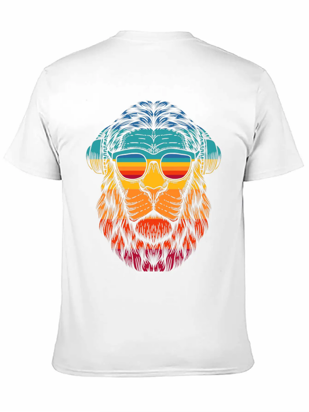 Retro Lion Headphones Classic Cotton Tee – Unisex Comfort For Any Season