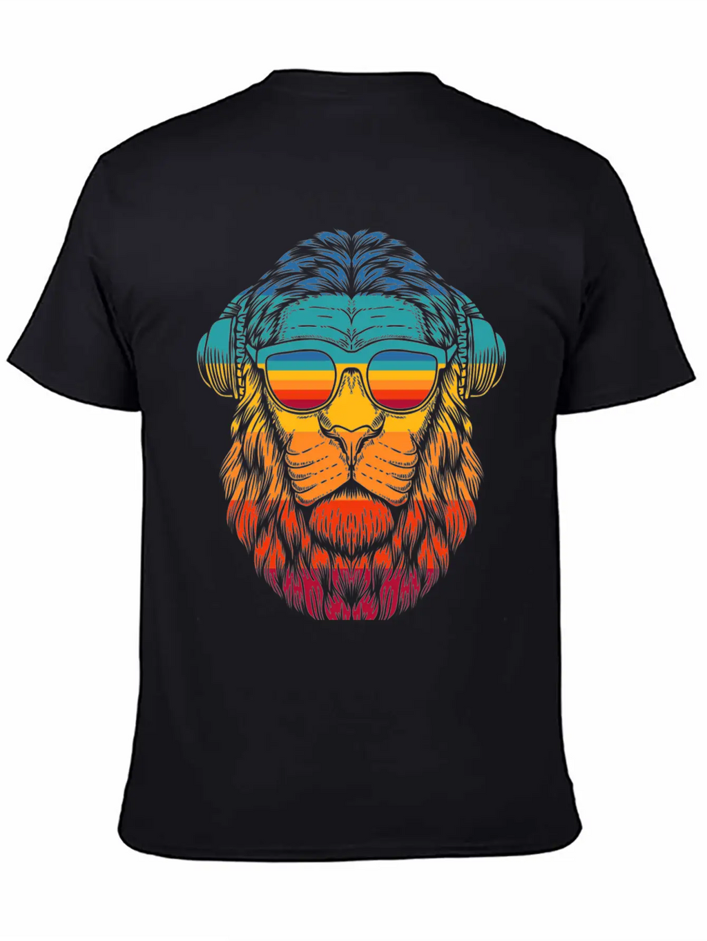Retro Lion Headphones Classic Cotton Tee – Unisex Comfort For Any Season