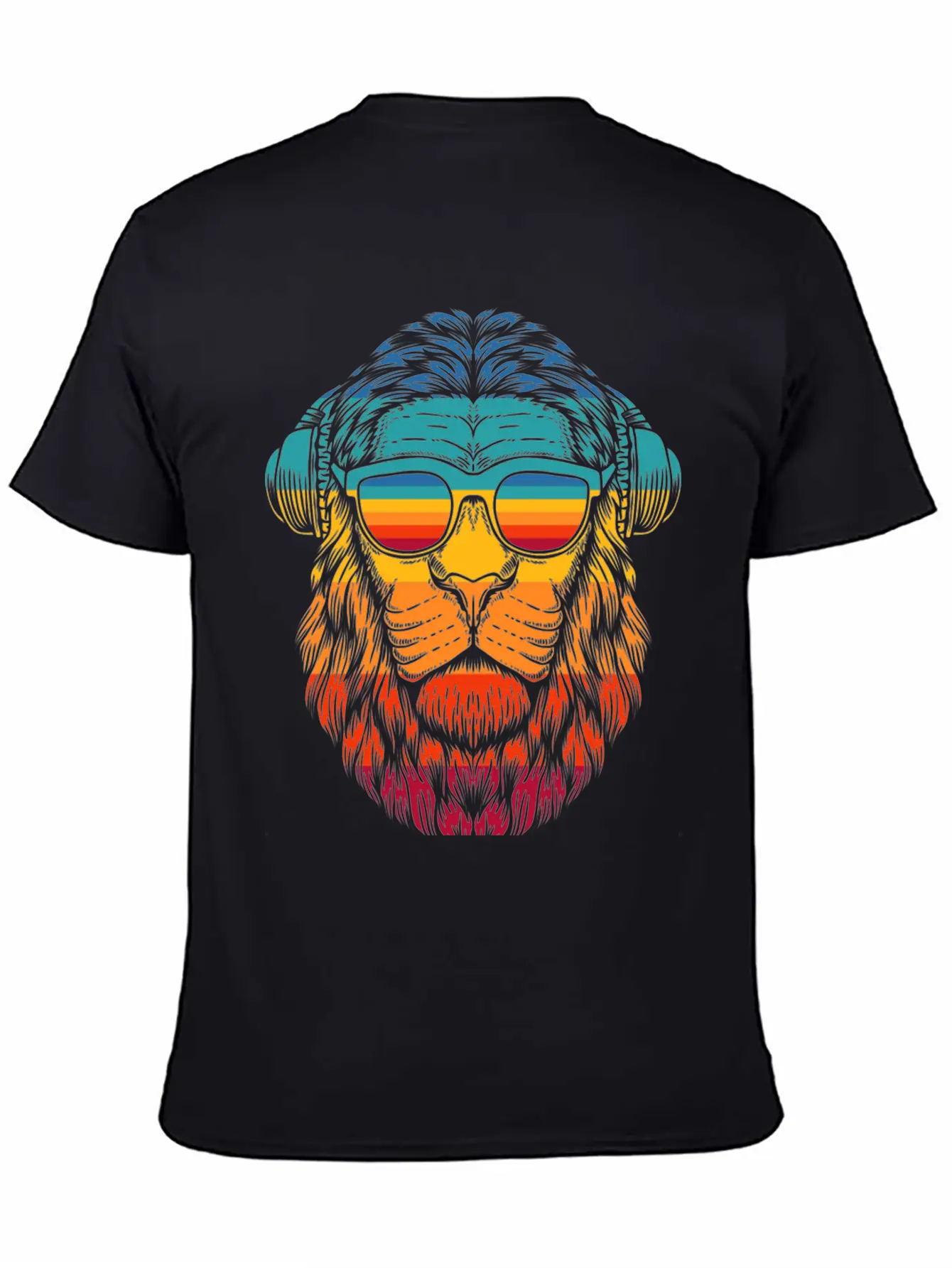 Retro Lion Headphones Classic Cotton Tee – Unisex Comfort For Any Season