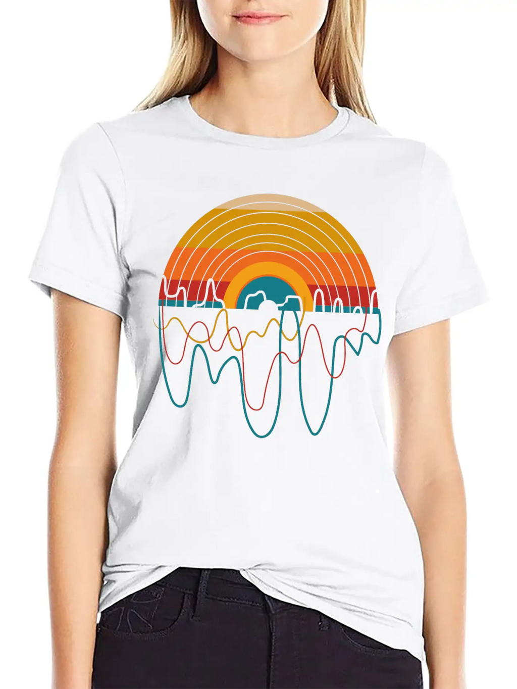 Retro LP Vinyl Player I Sunset Vinyl Records Basic Graphic T-Shirt – Daily Comfort In Soft Cotton