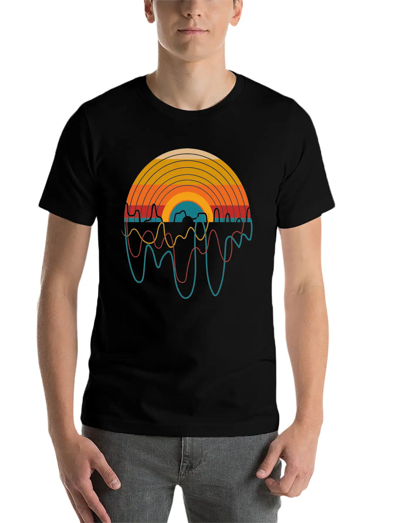Retro LP Vinyl Player I Sunset Vinyl Records Basic Graphic T-Shirt – Daily Comfort In Soft Cotton